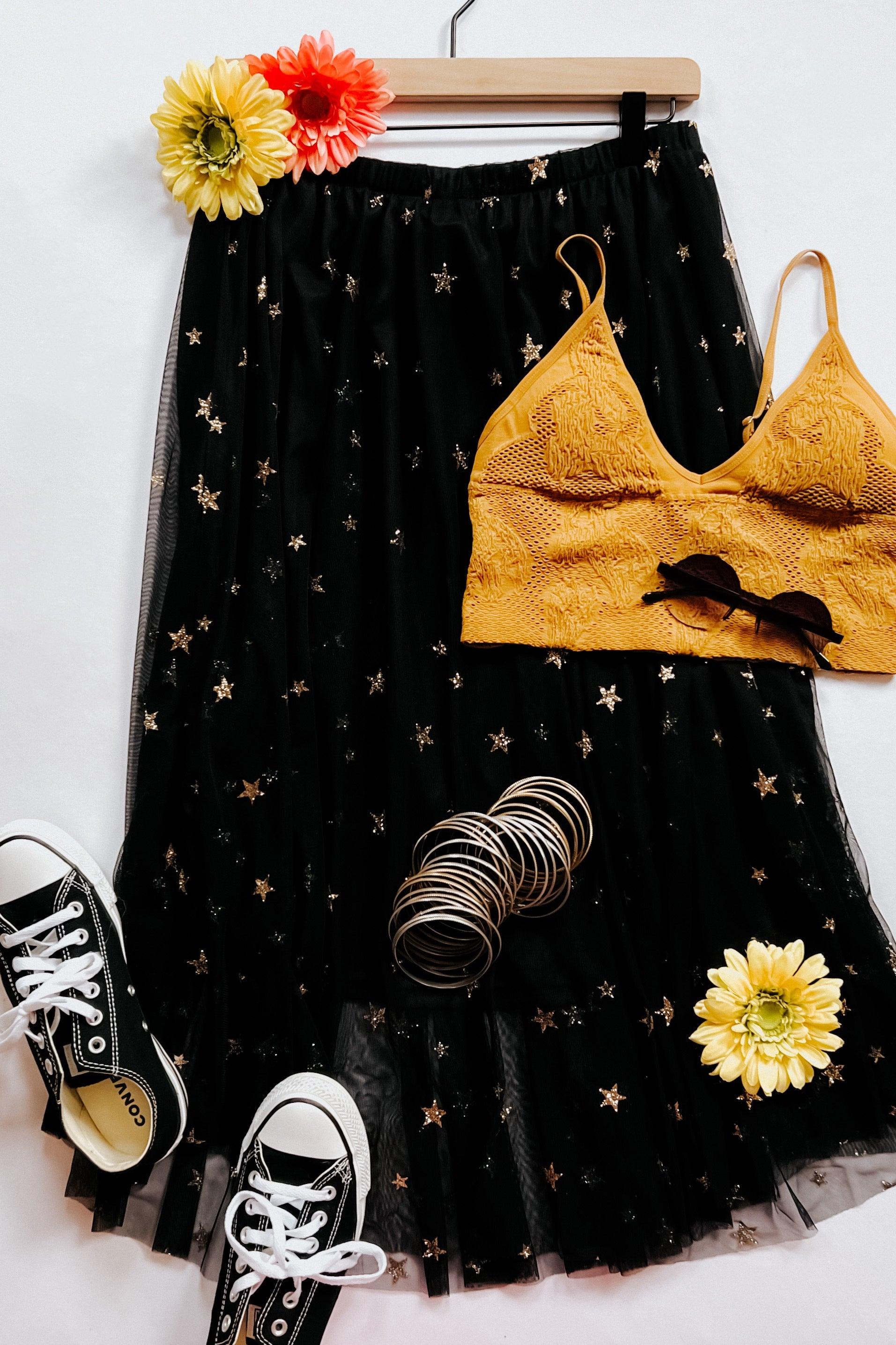 Star Crossed Chiffon Midi Skirt - Atomic Wildflower