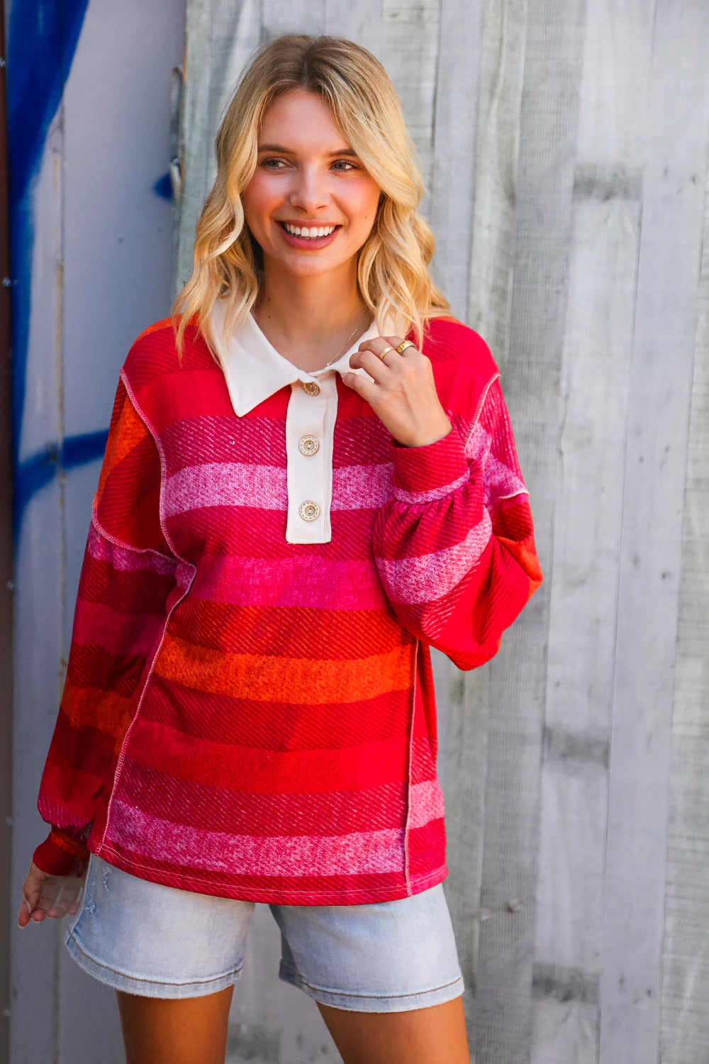 Just Right Checkered Long Sleeve Top • Red