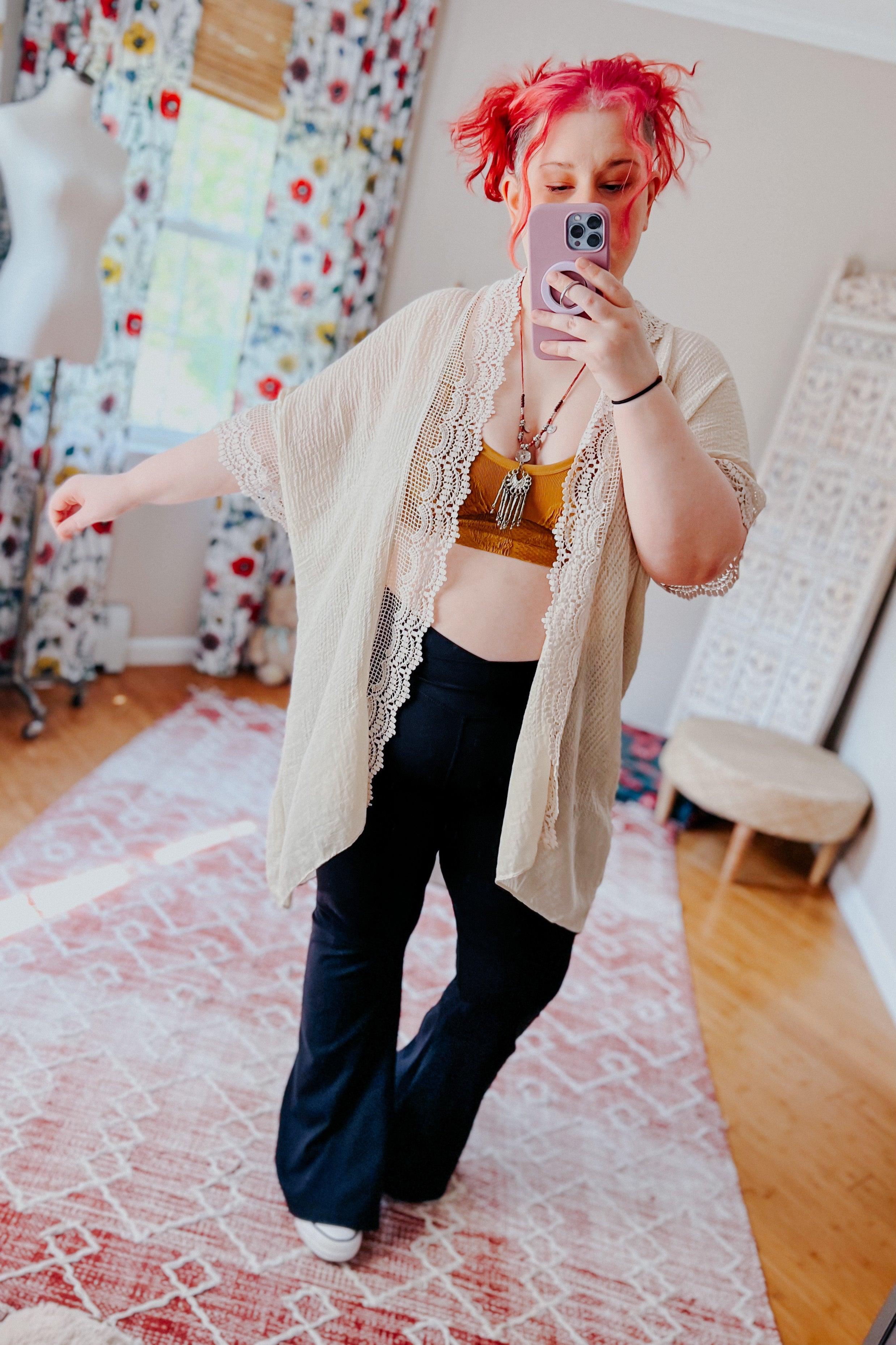 Step Out Scallop Lace Trim Kimono • Ivory - Atomic Wildflower
