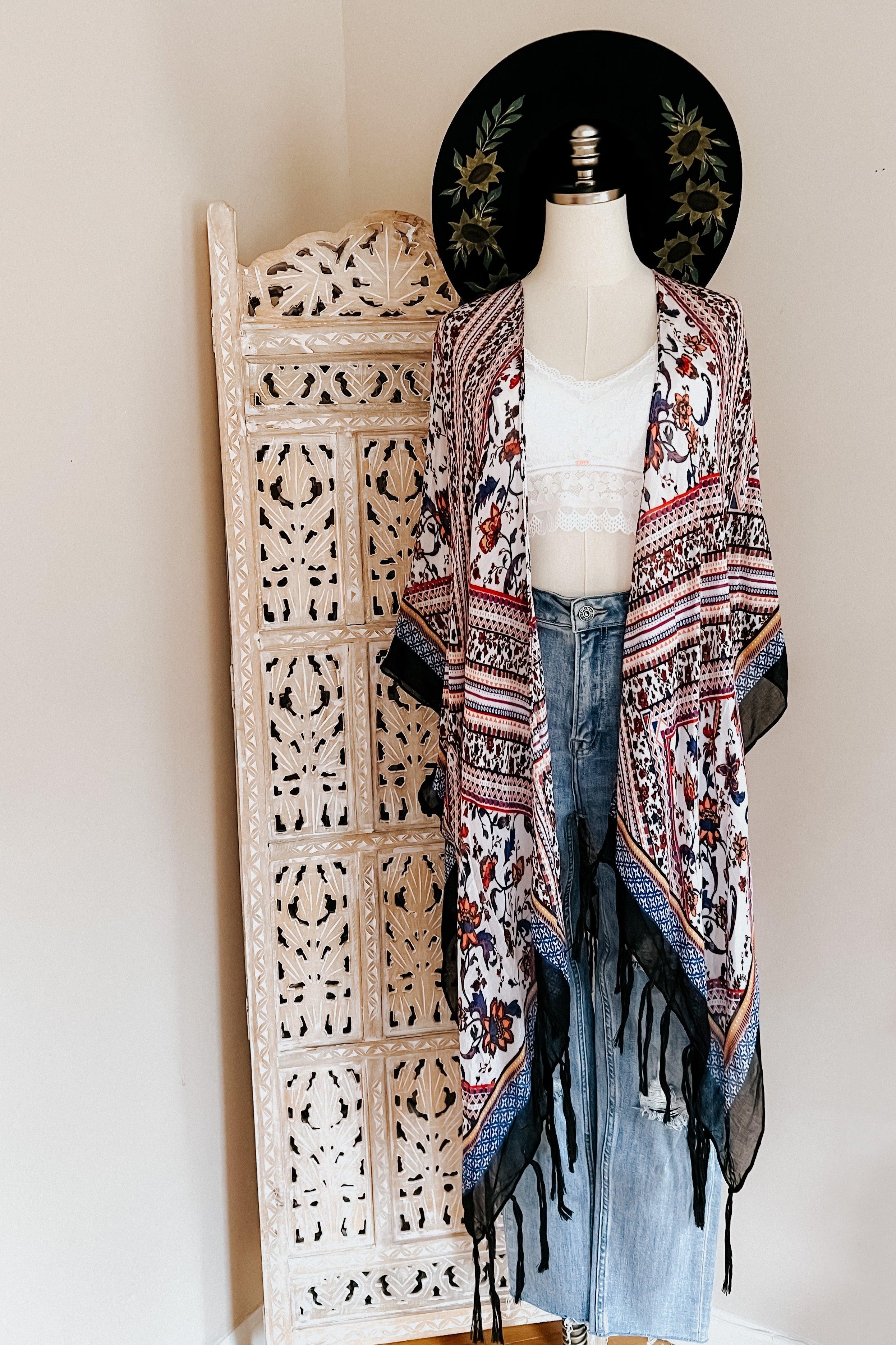 Delia Bohemian Diamond Tassel Kimono Layering Piece • Purple - Atomic Wildflower