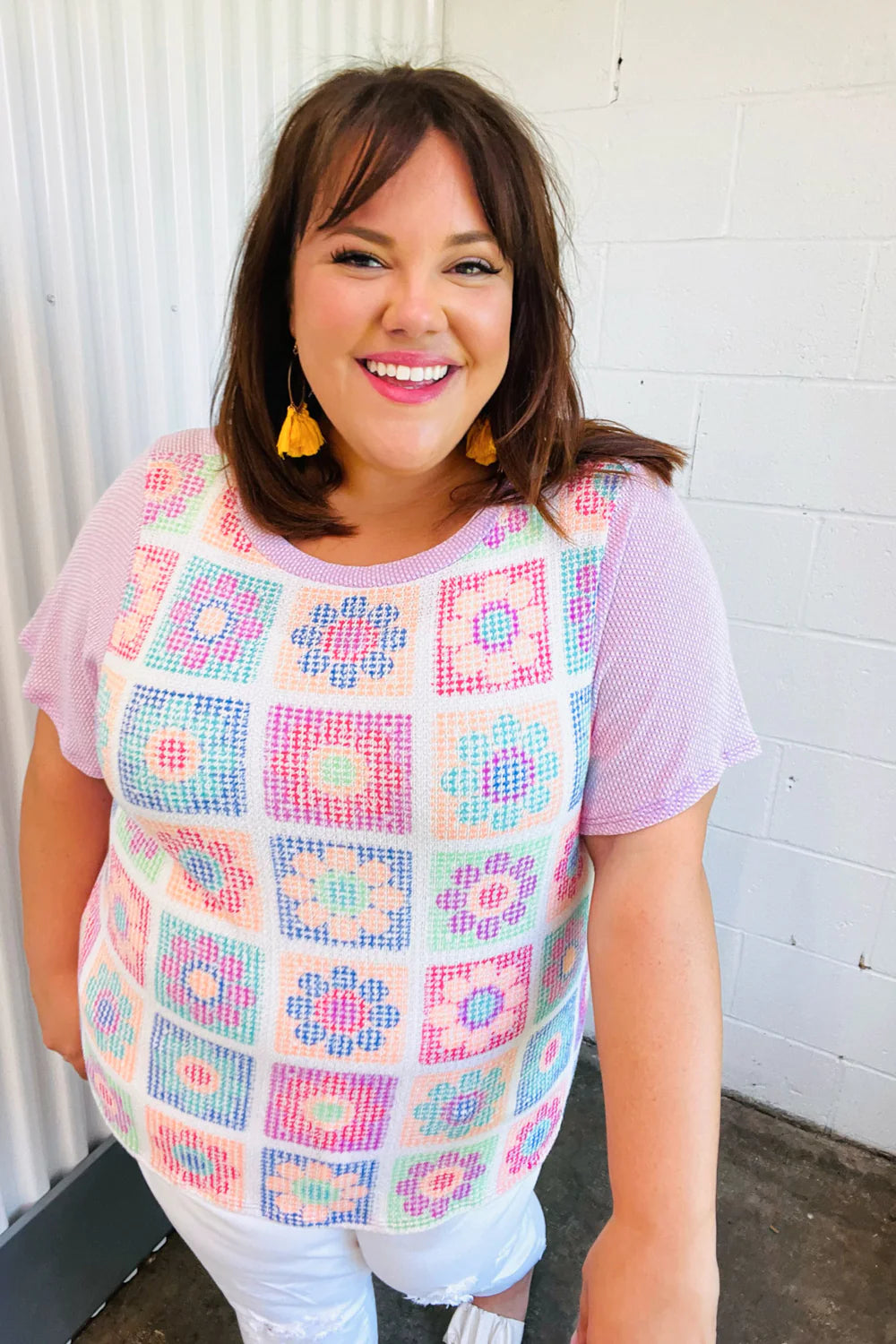 Sophie Flower Power Color Block Top - Atomic Wildflower