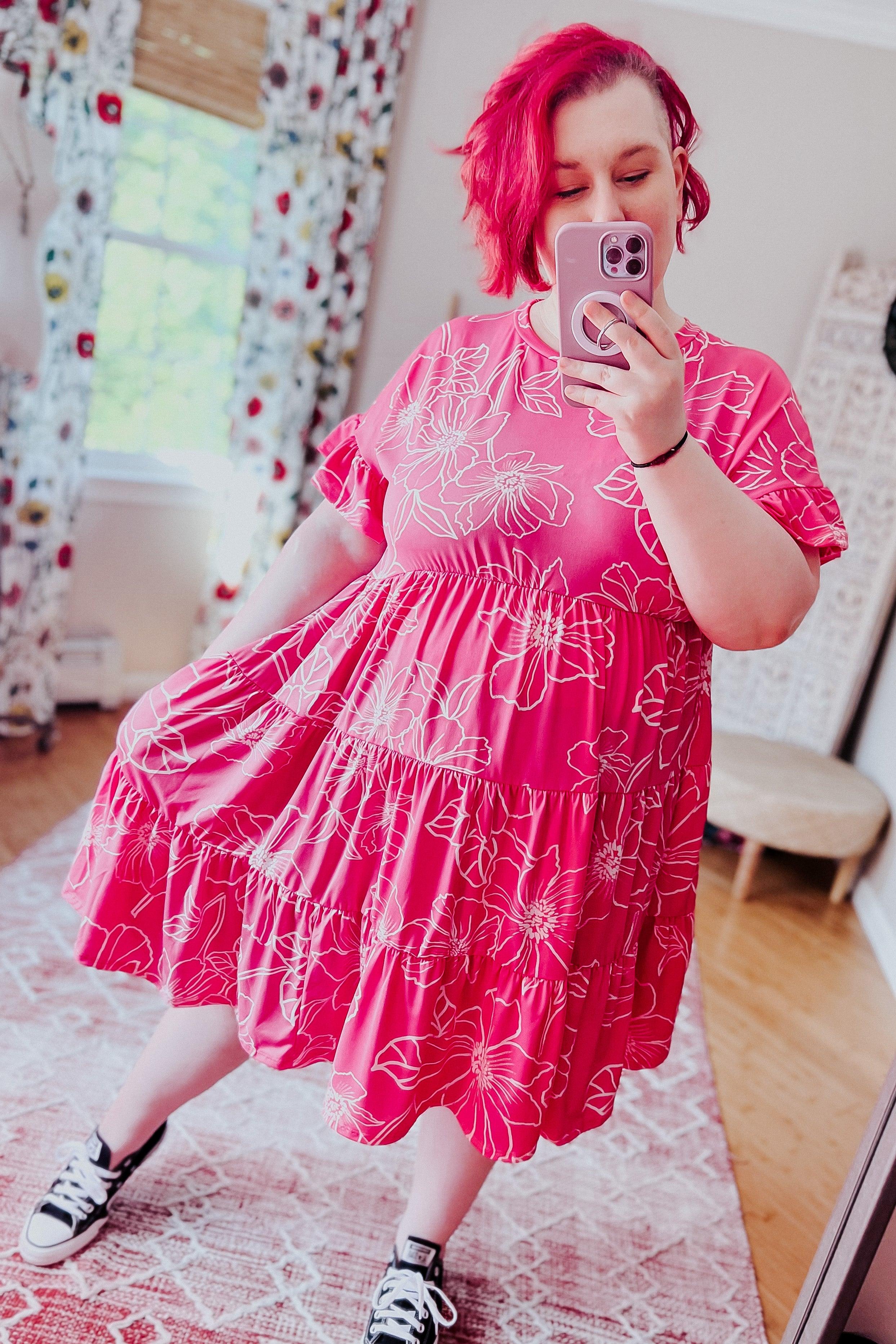 Get Obsessed Floral Babydoll Dress • Fuchsia - Atomic Wildflower