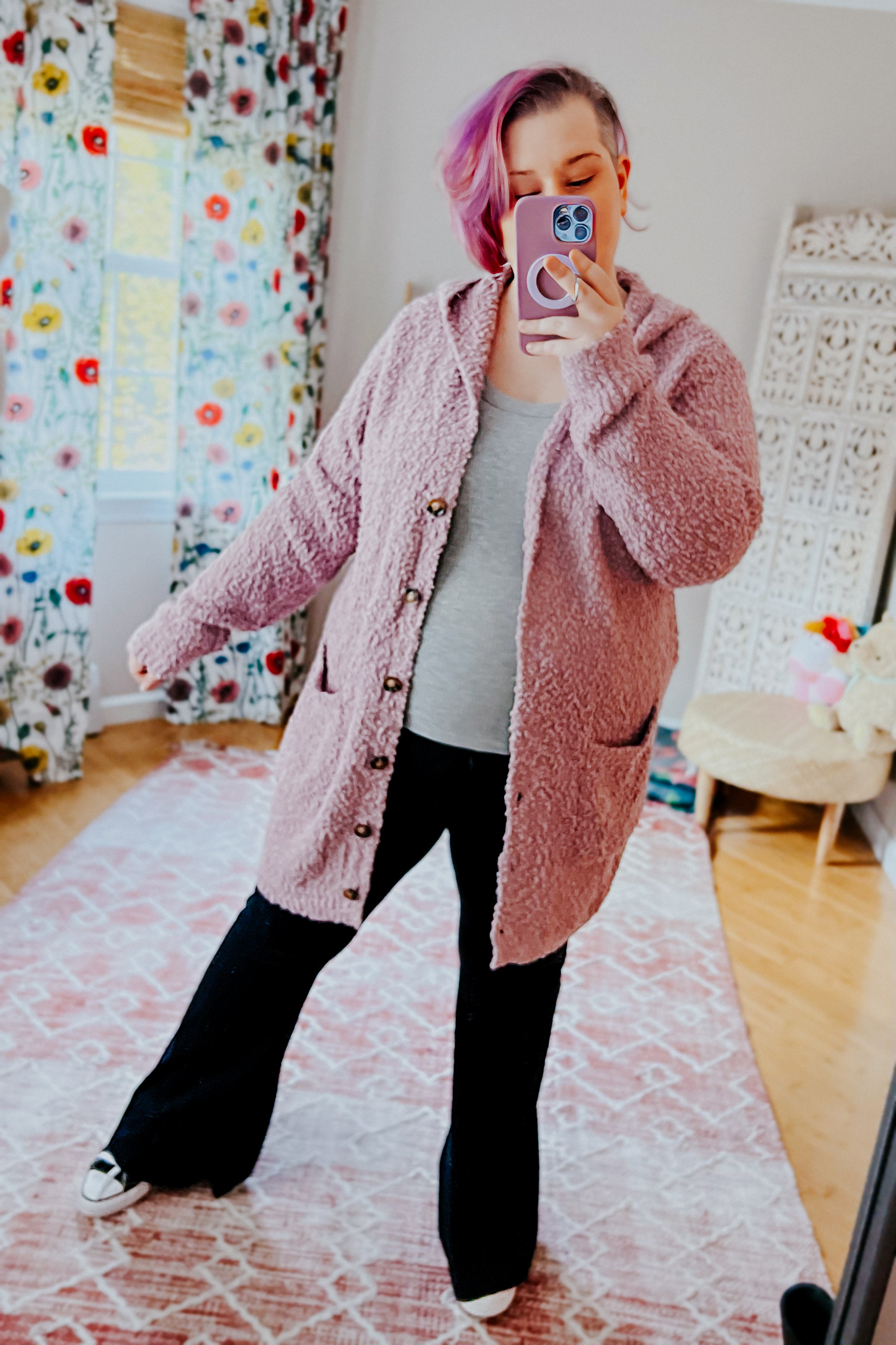 Soft Wisteria Hooded Cardigan