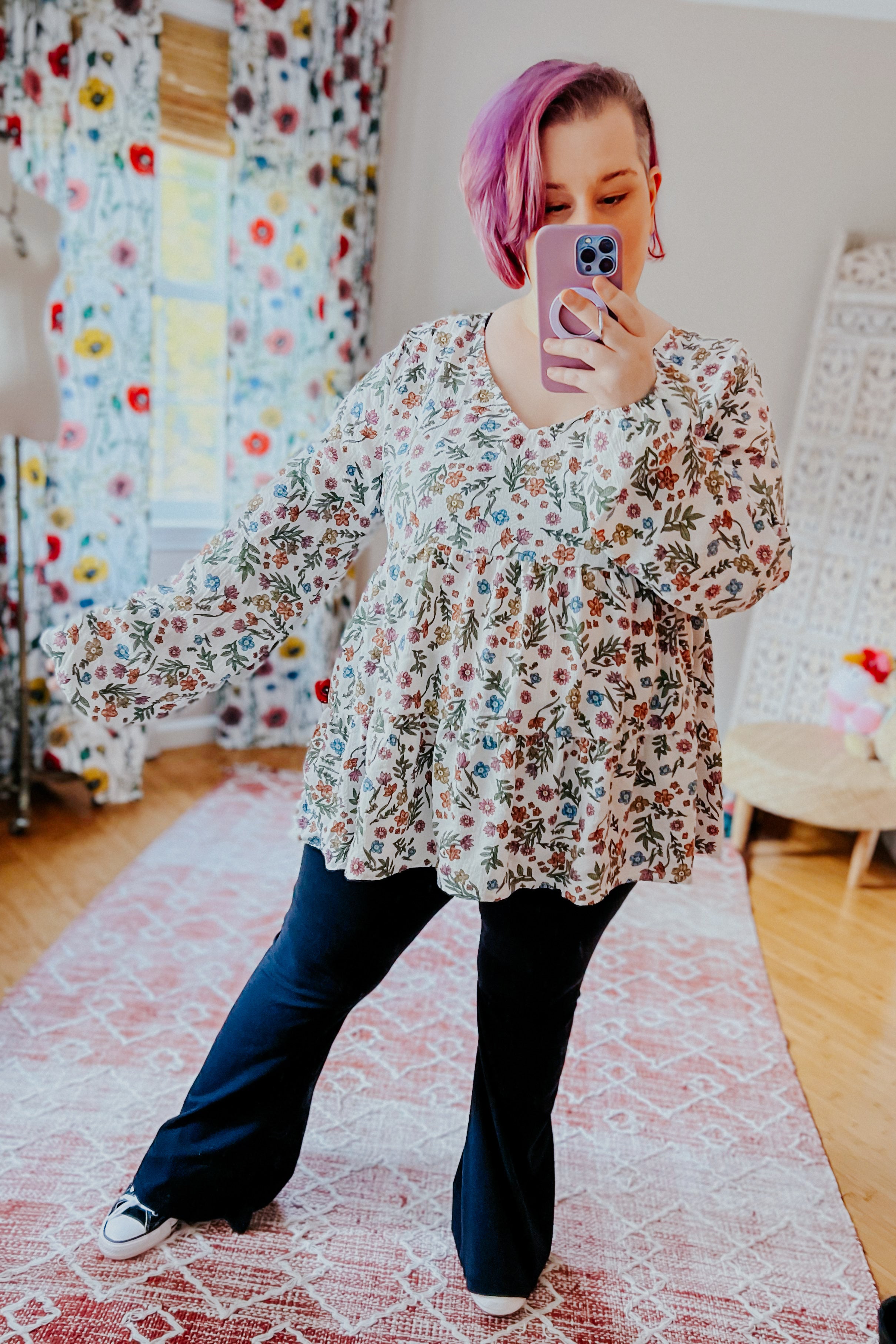 I Think I Can V-Neck Floral Top