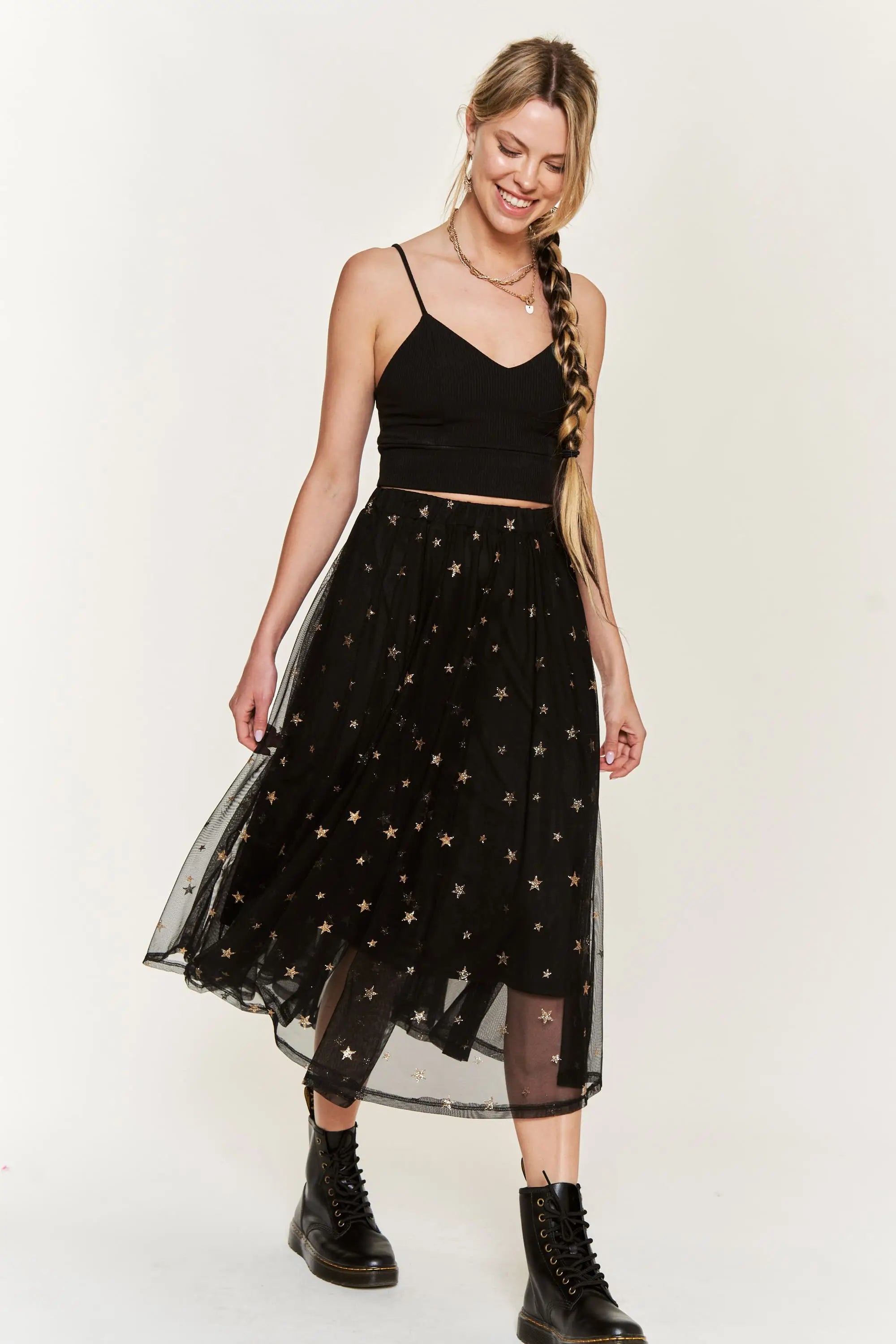 Star Crossed Chiffon Midi Skirt - Atomic Wildflower
