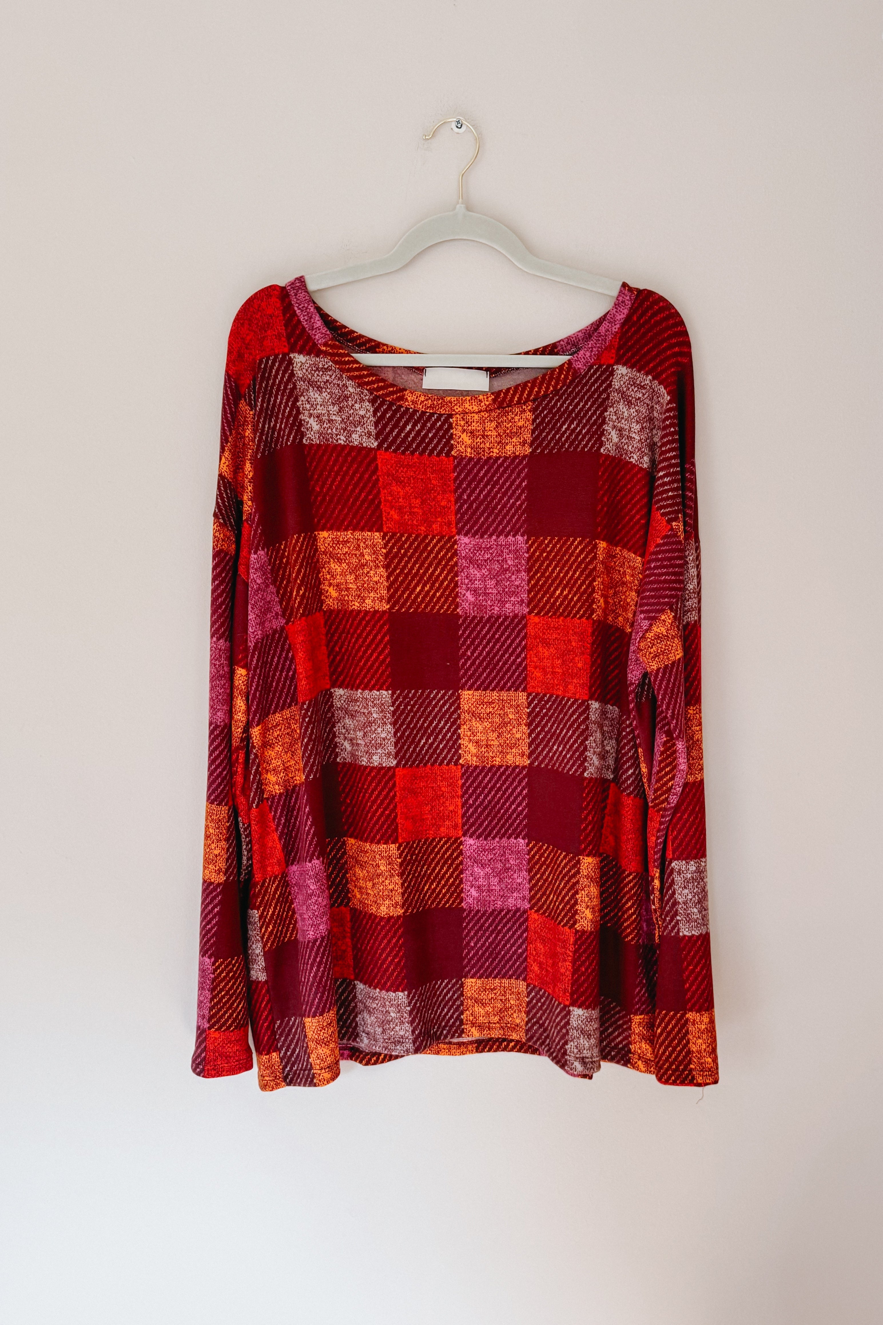 Penny For Your Thoughts Checkered Long Sleeve Top