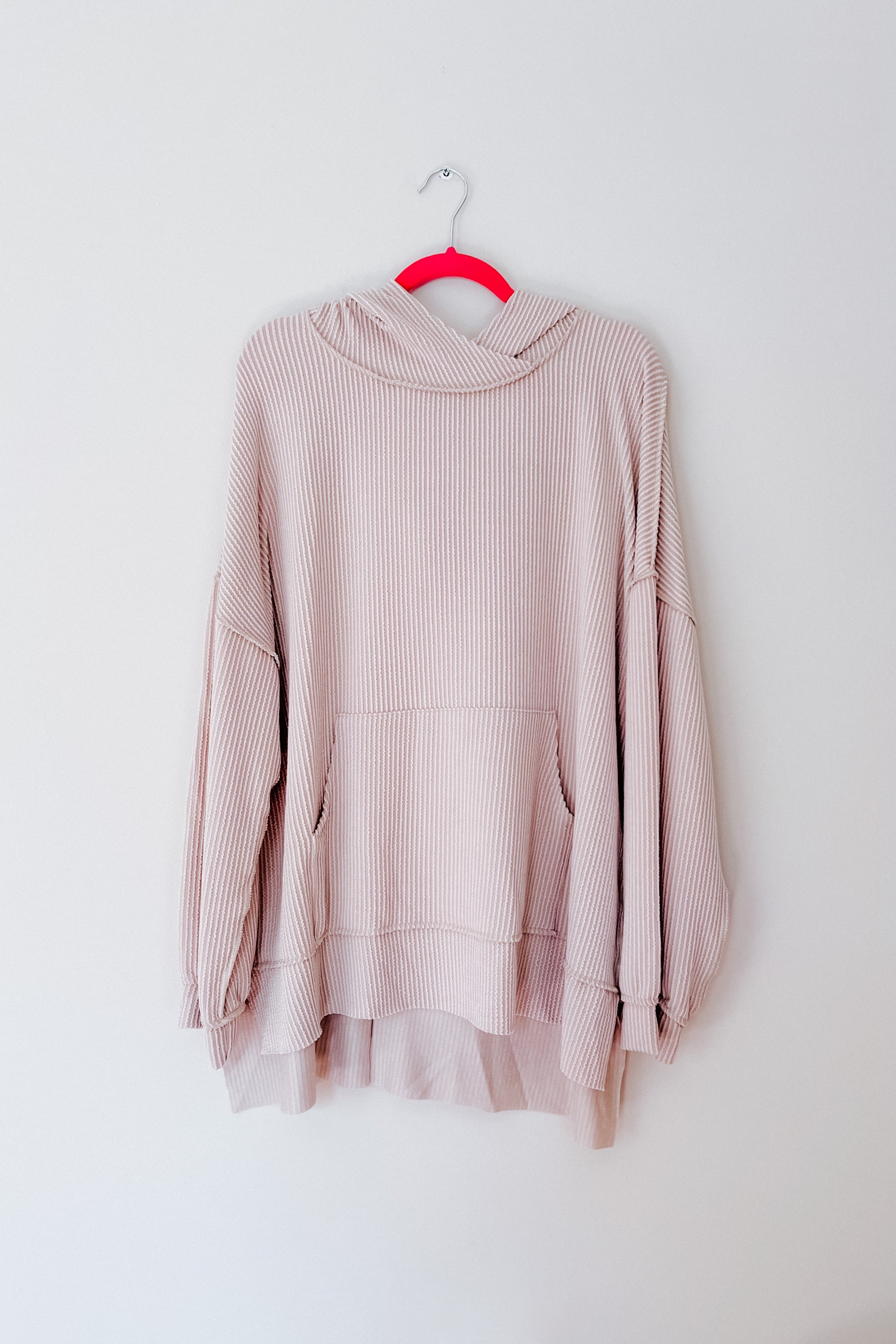 Cozy Up Mineral Wash Rib Knit Hoodie • Taupe