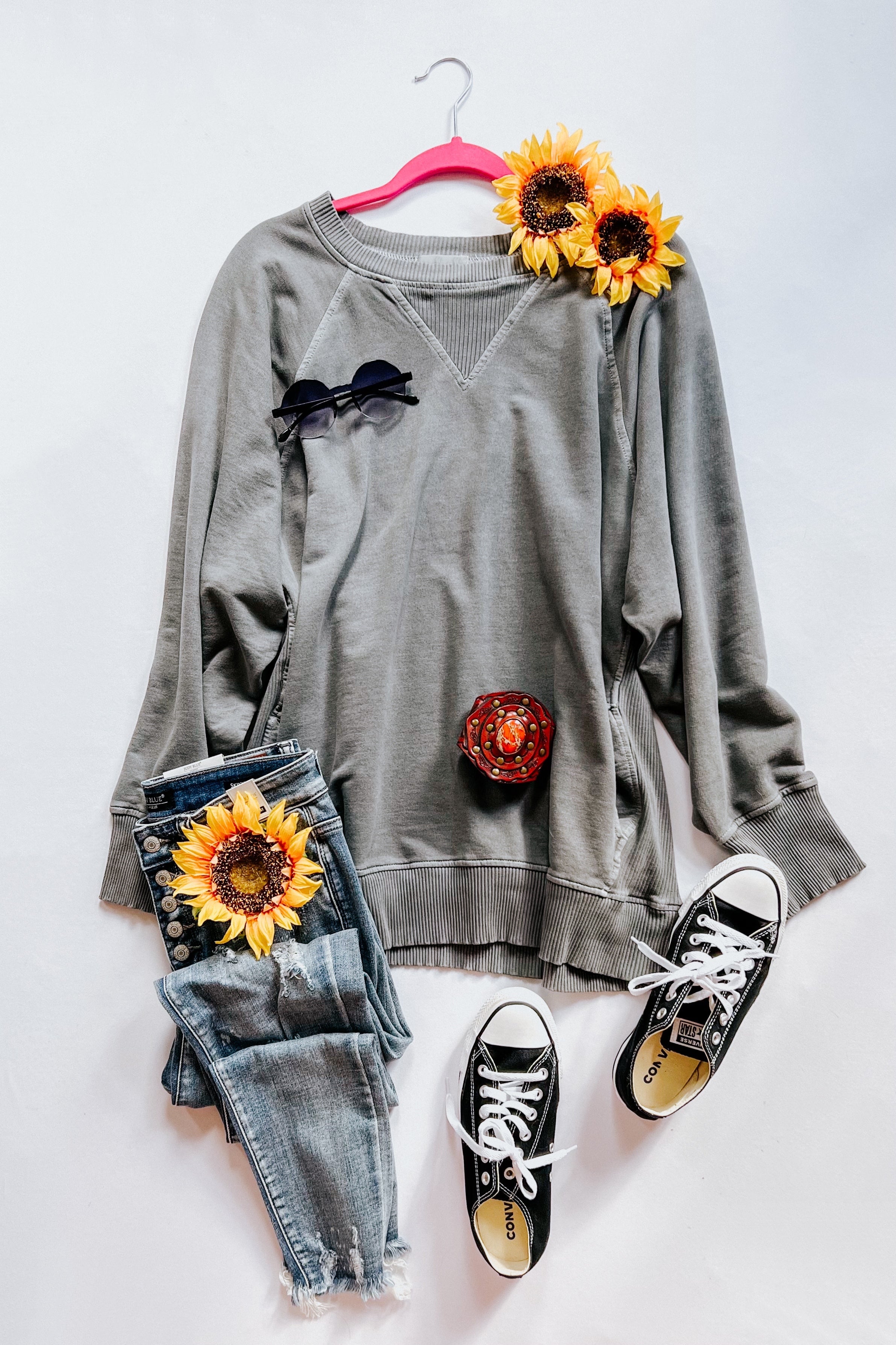 Let's Get Cozy Washed French Terry Pullover