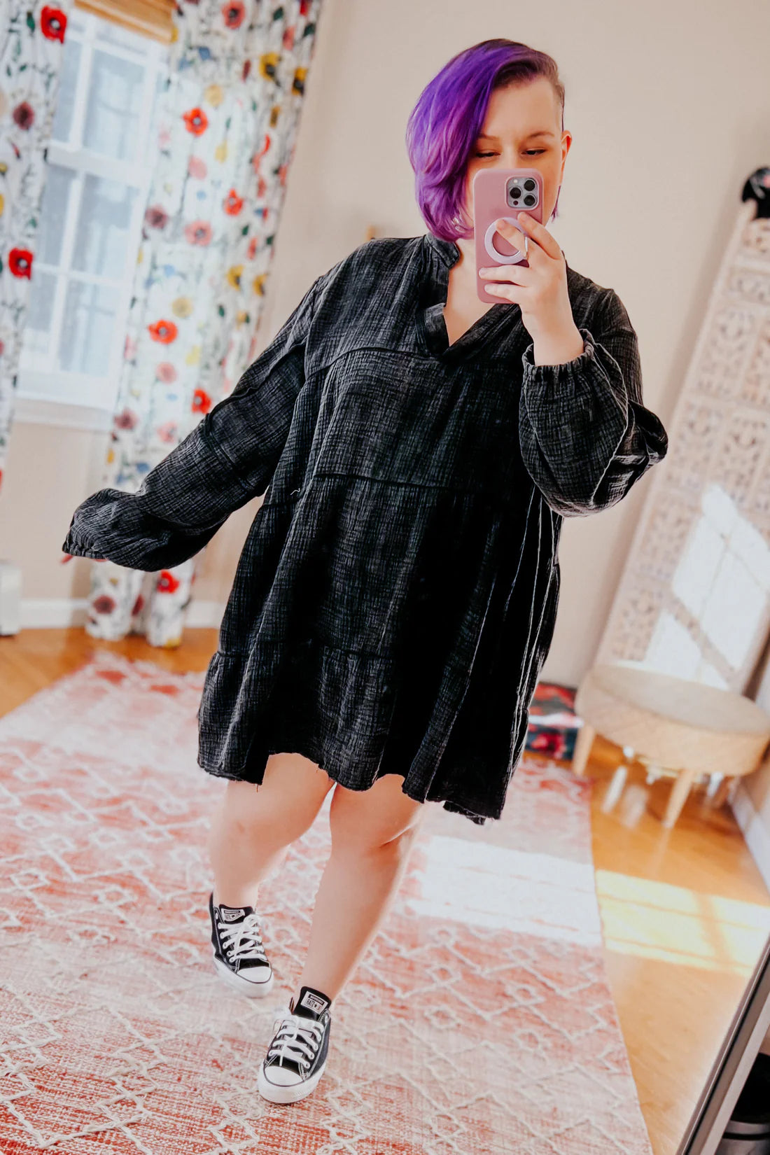 Borrowed Time Mineral Wash V-Neck Dress