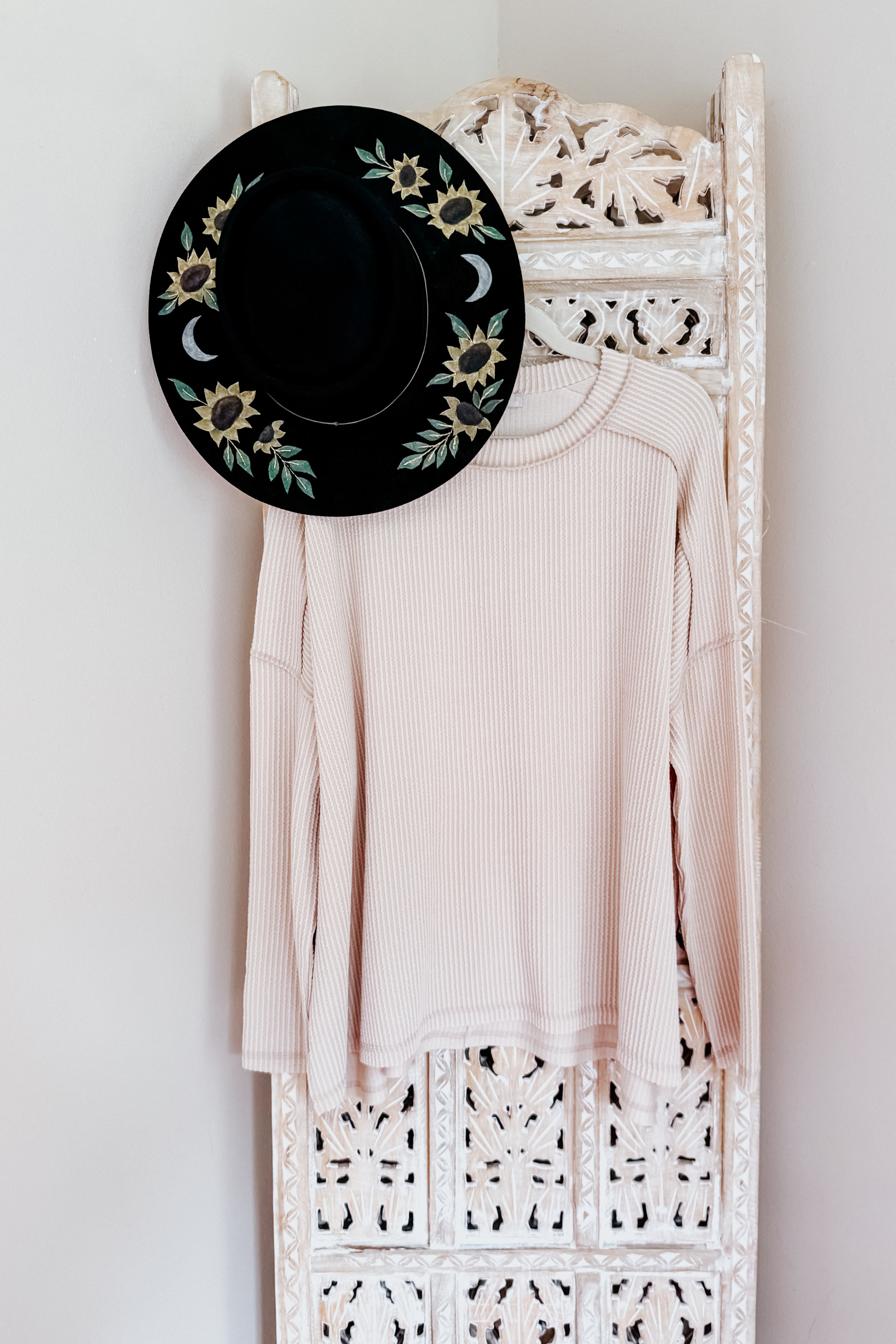 Wander & Rest Cable Ribbed Knit Drop Shoulder Top • Sand Beige