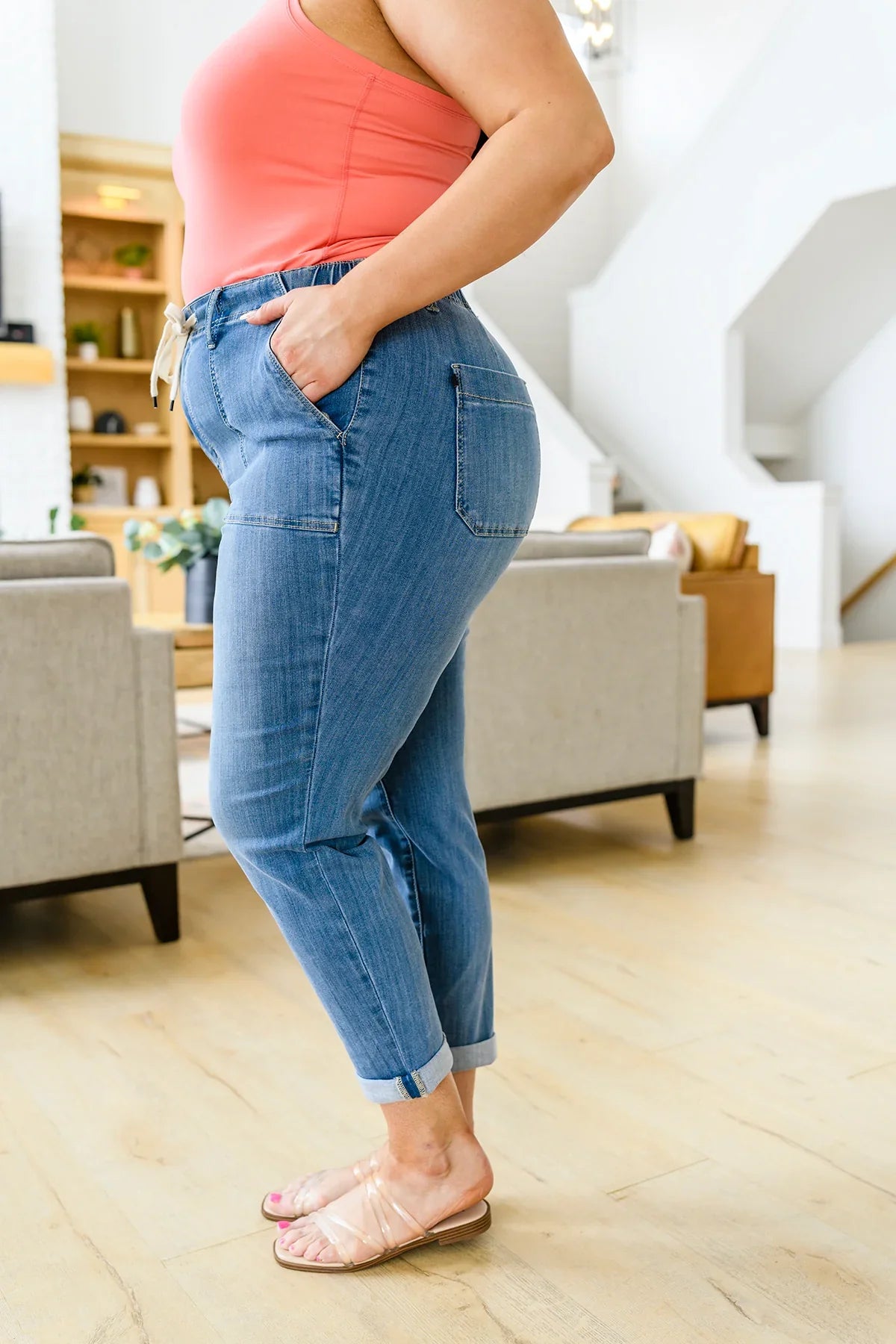 Payton Pull On Denim Joggers - Atomic Wildflower
