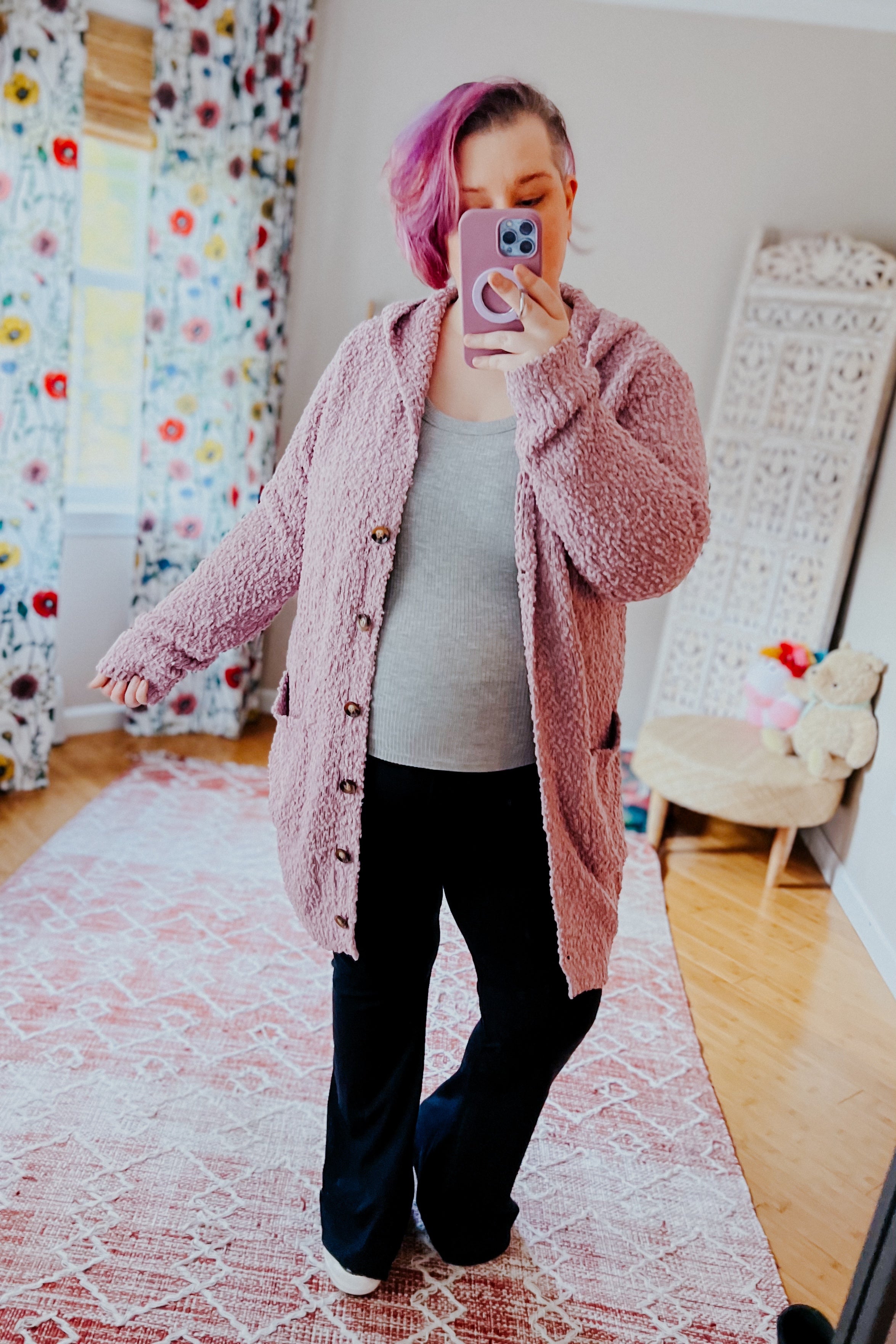 Soft Wisteria Hooded Cardigan