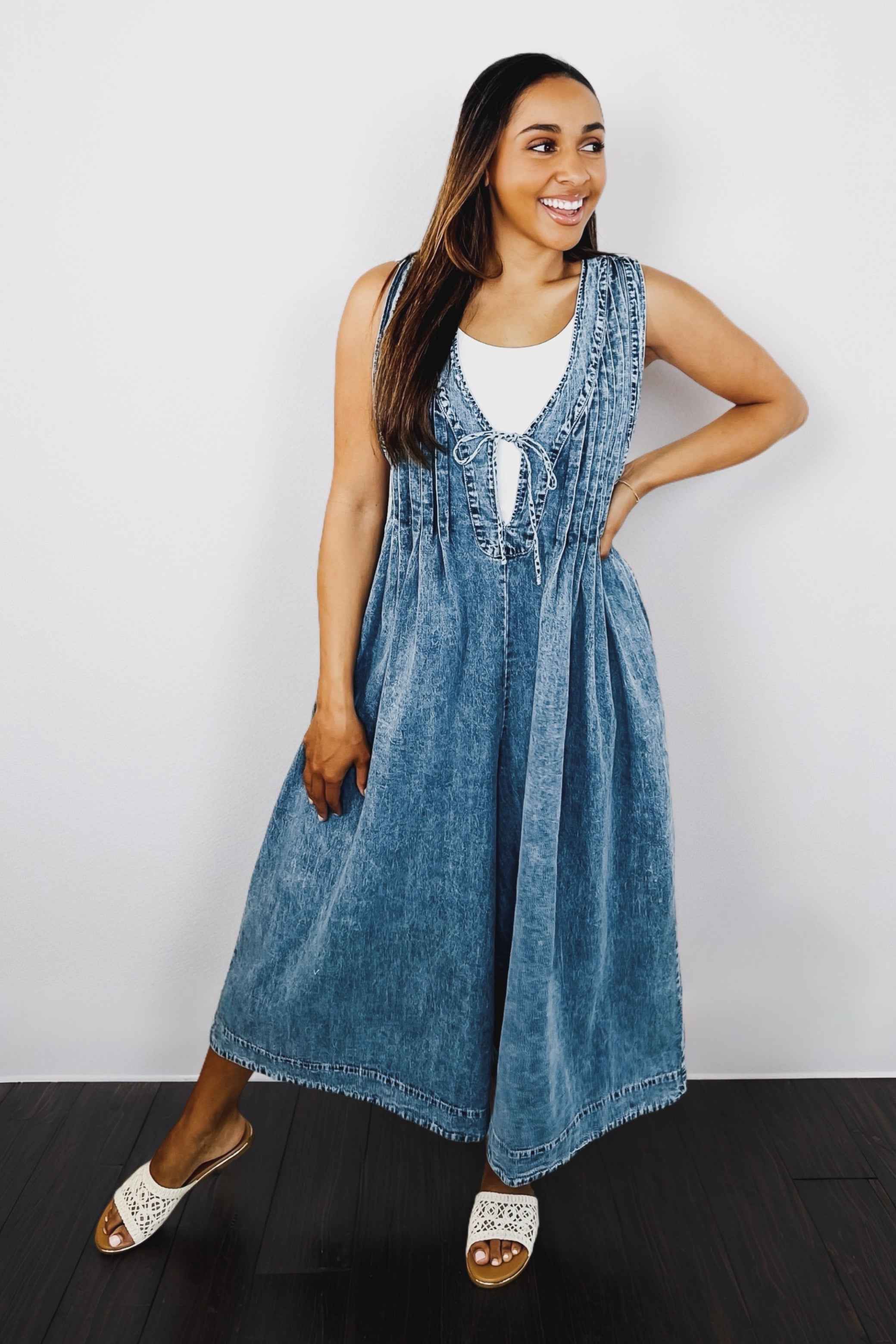 Too Cool For Fools Wide Leg Jumpsuit • Denim