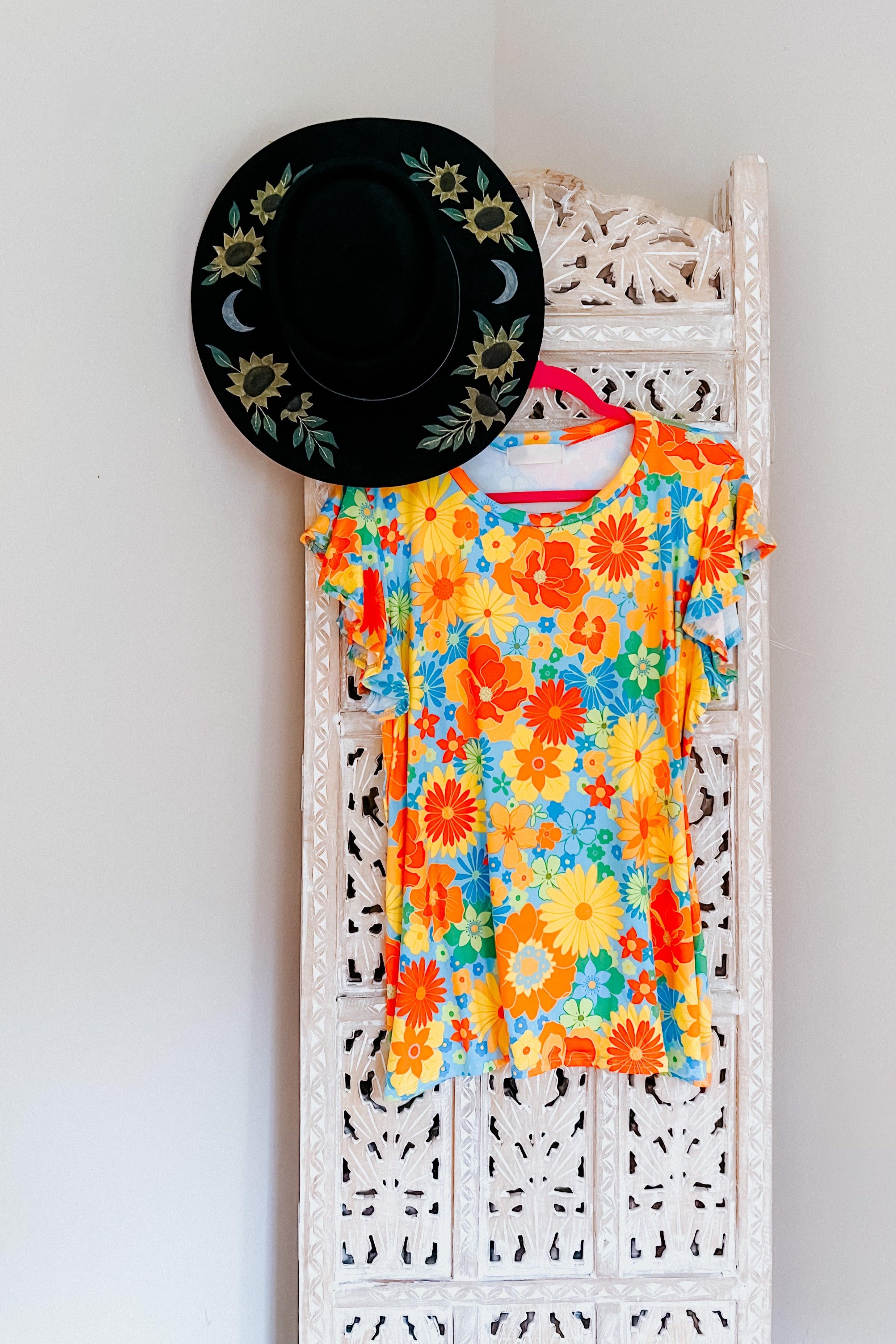 Perfect Day Floral Flutter Sleeve Top - Atomic Wildflower