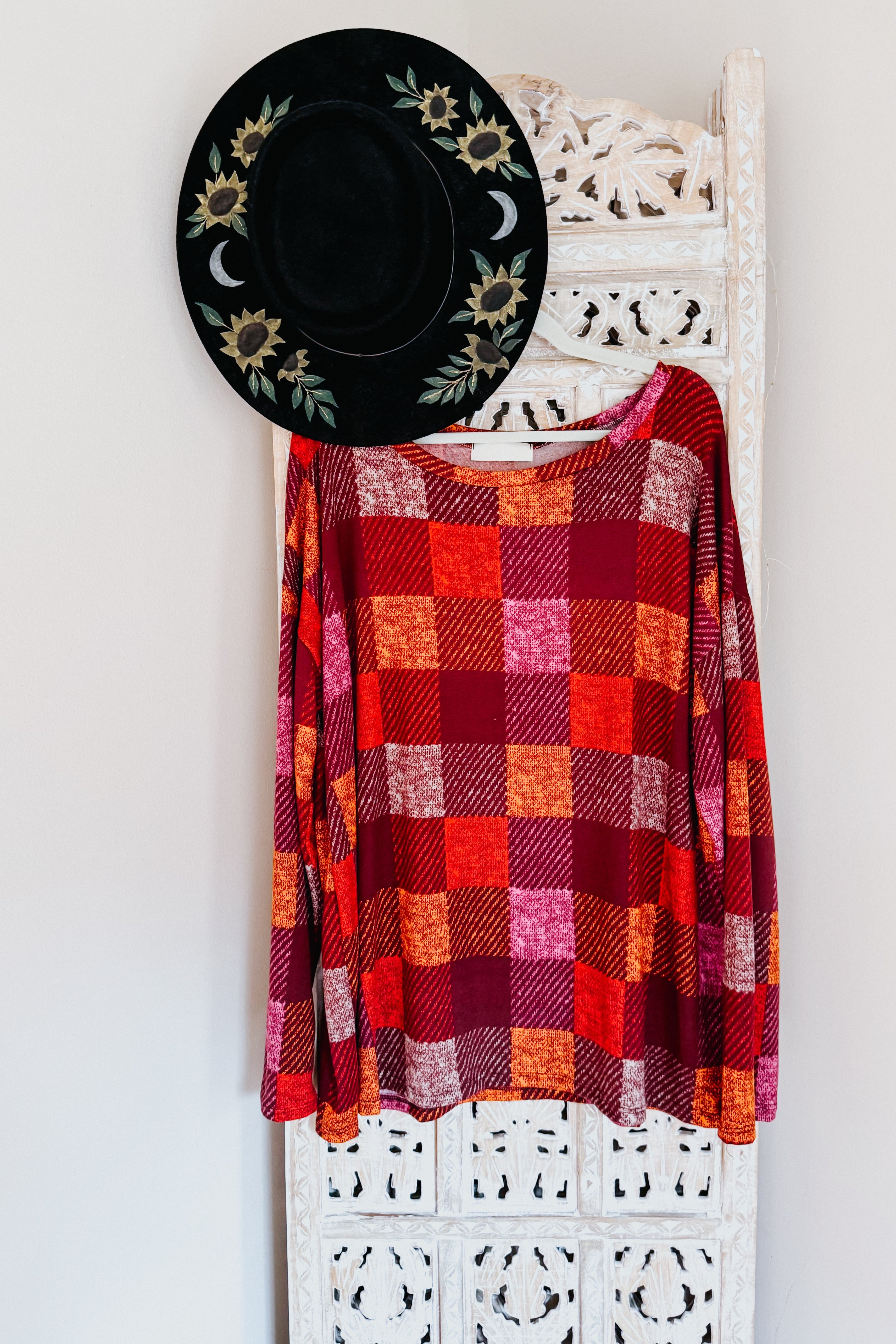 Penny For Your Thoughts Checkered Long Sleeve Top
