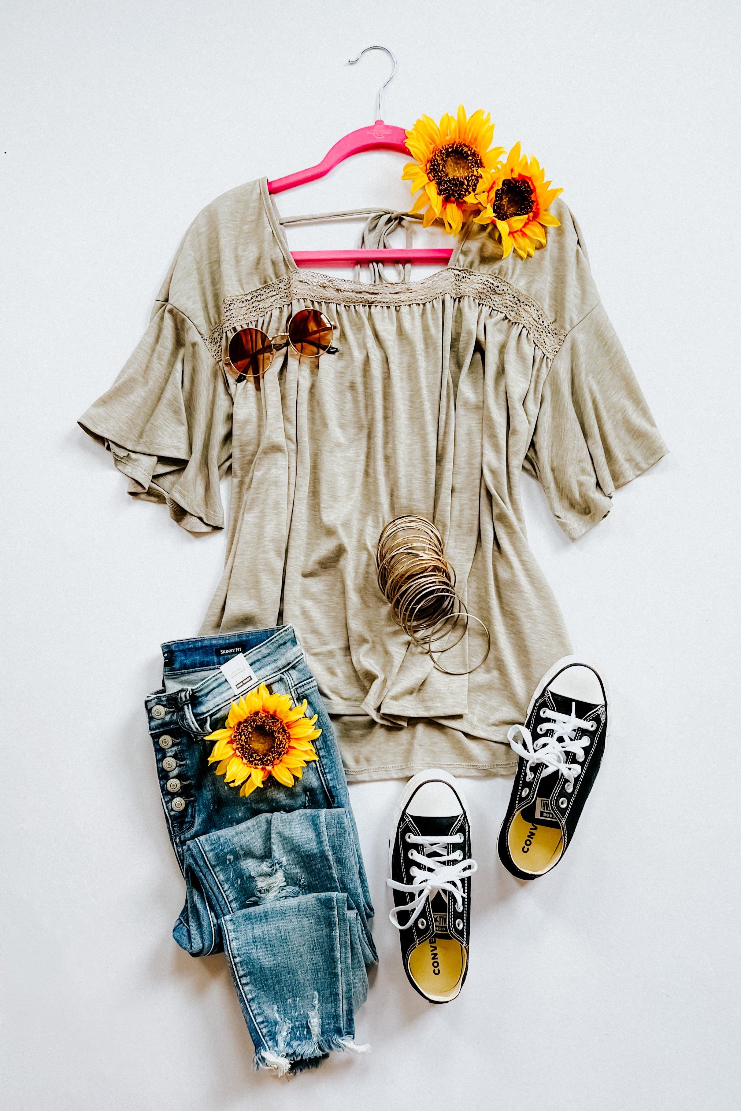 Stay Awhile Crochet Square Neck Top - Atomic Wildflower