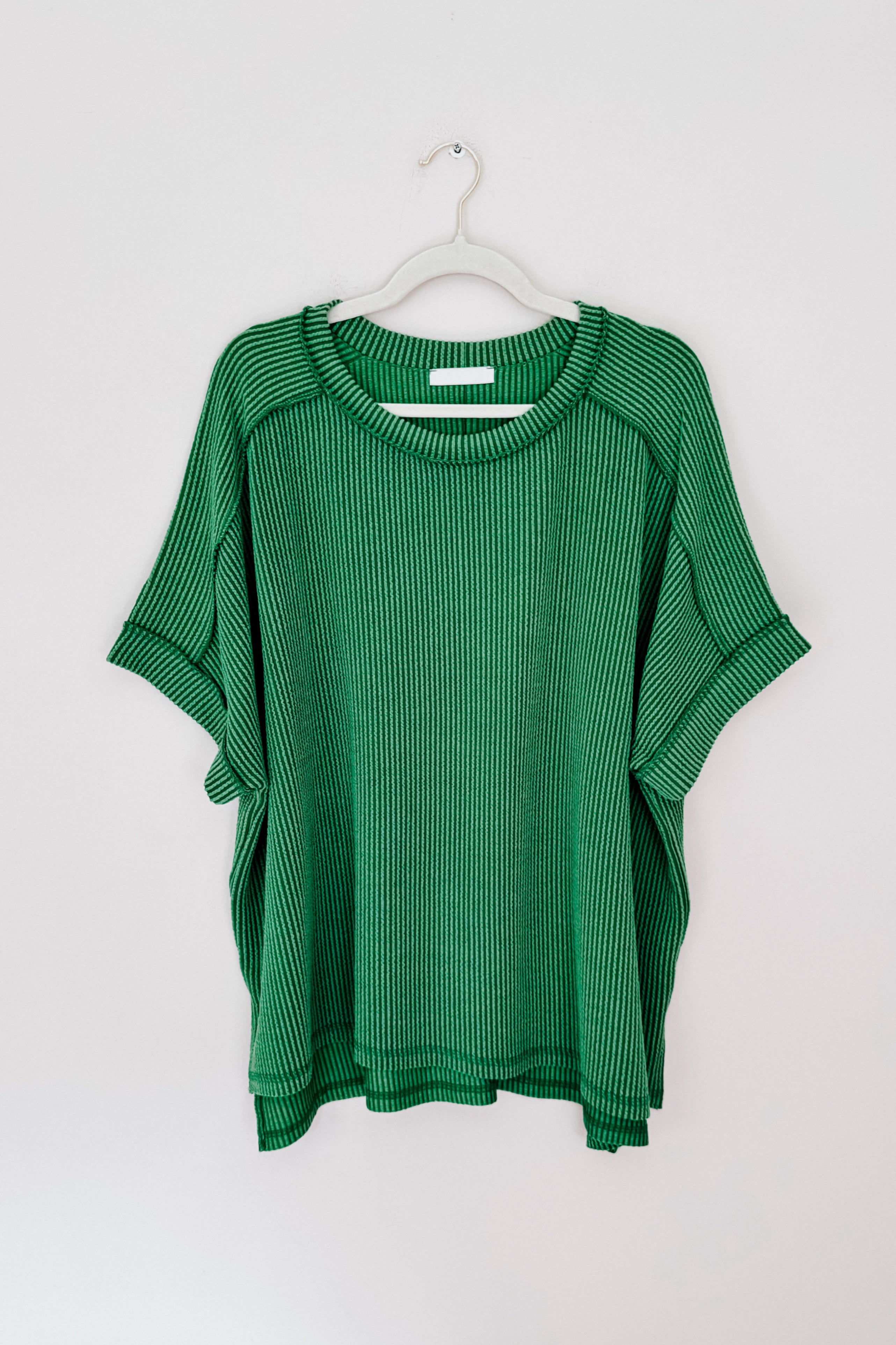 Catch Me Loungin’ Cable Ribbed Knit Top • Dark Green