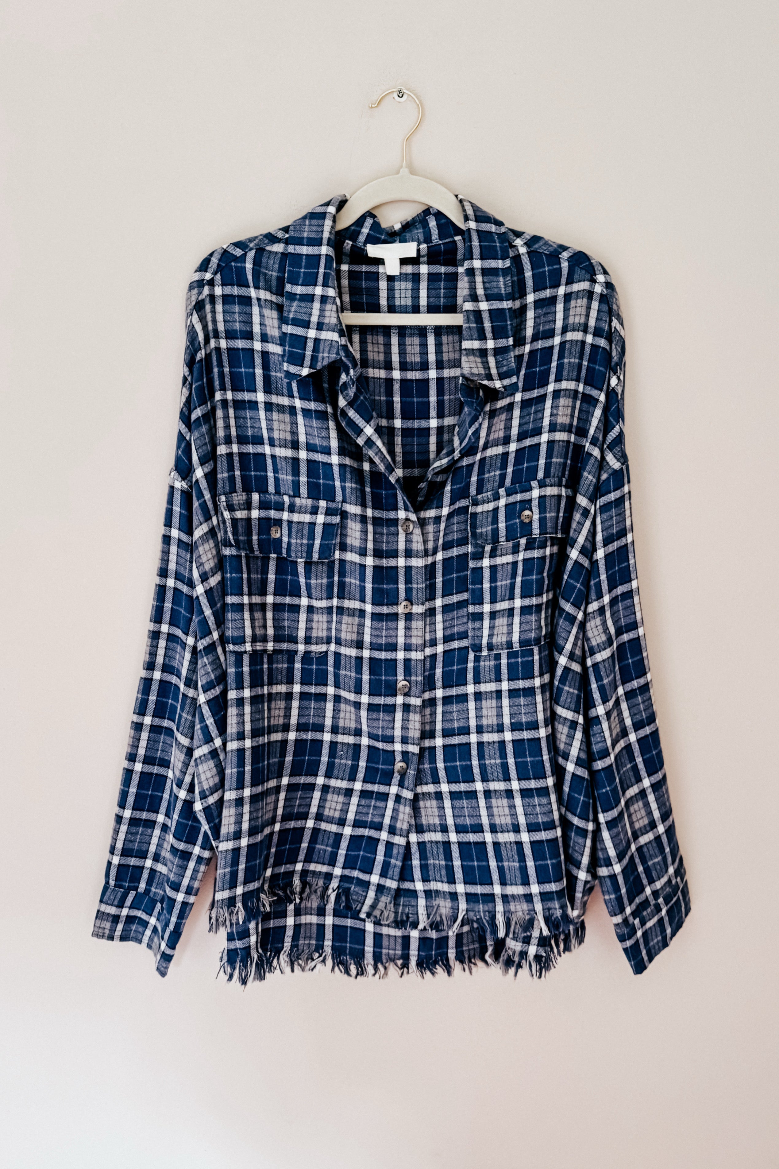 Perfect Find Plaid Dolman Button Up Shirt • Blue