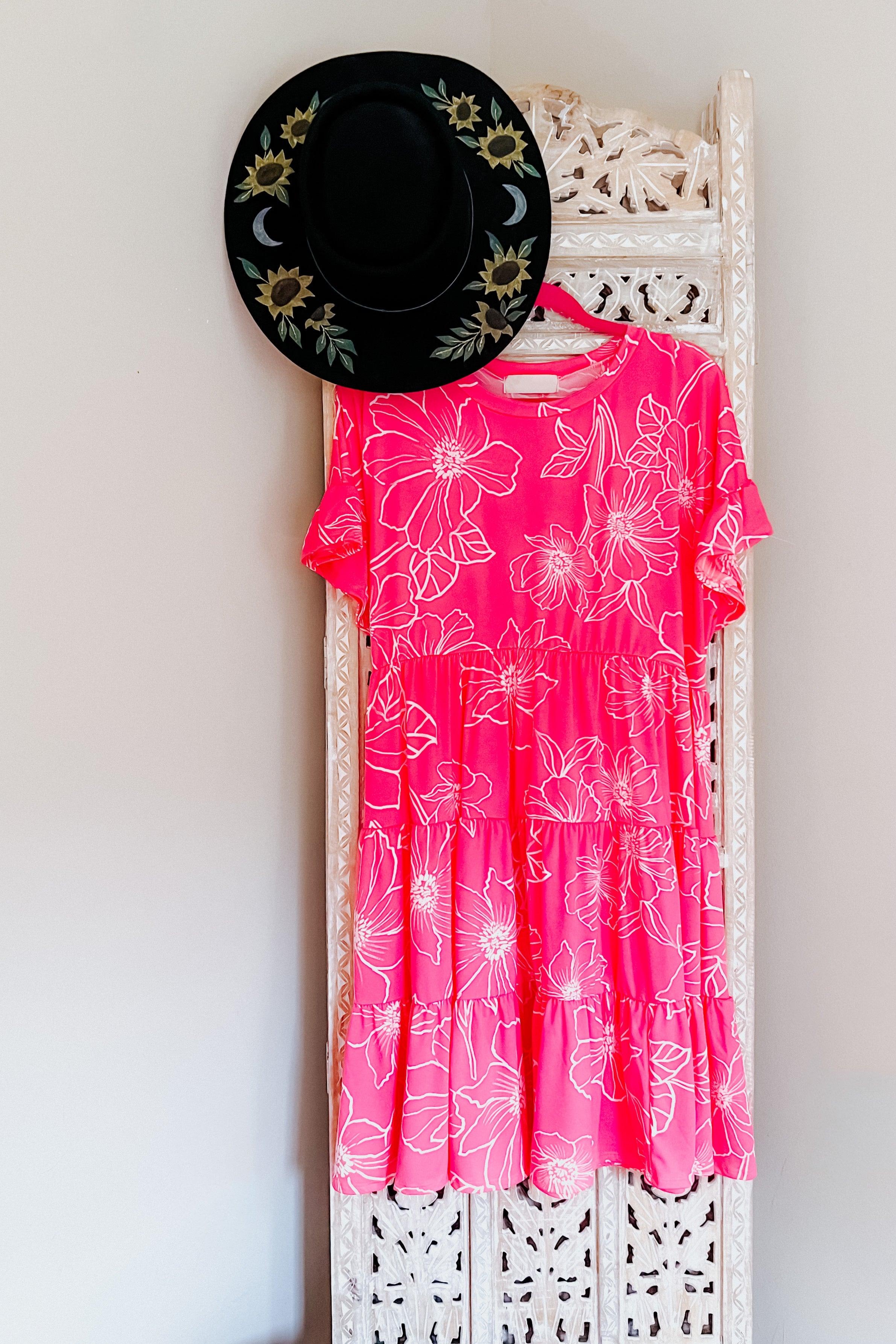 Get Obsessed Floral Babydoll Dress • Fuchsia - Atomic Wildflower