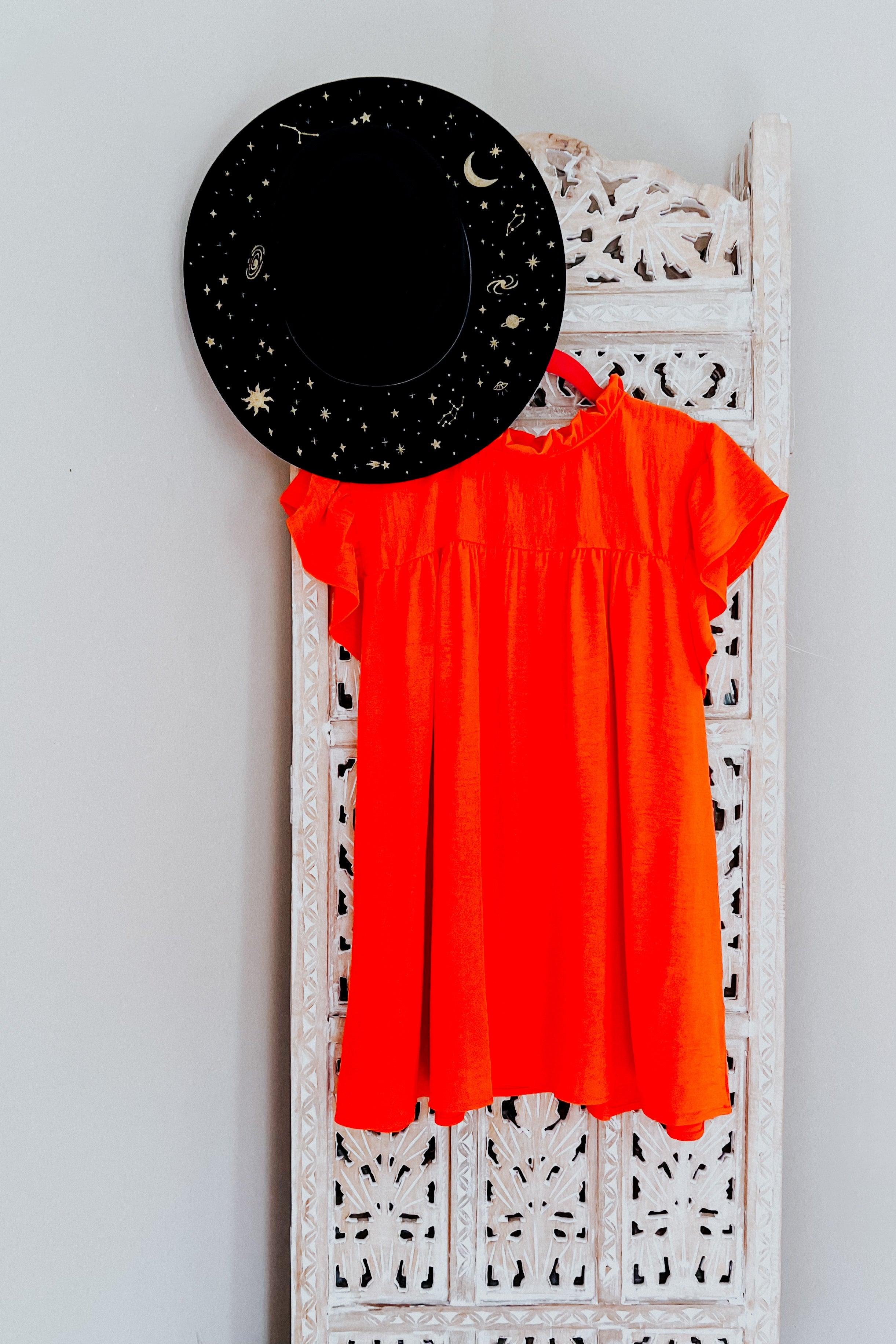 Morning Sun Mock Neck Flutter Sleeve Top - Atomic Wildflower