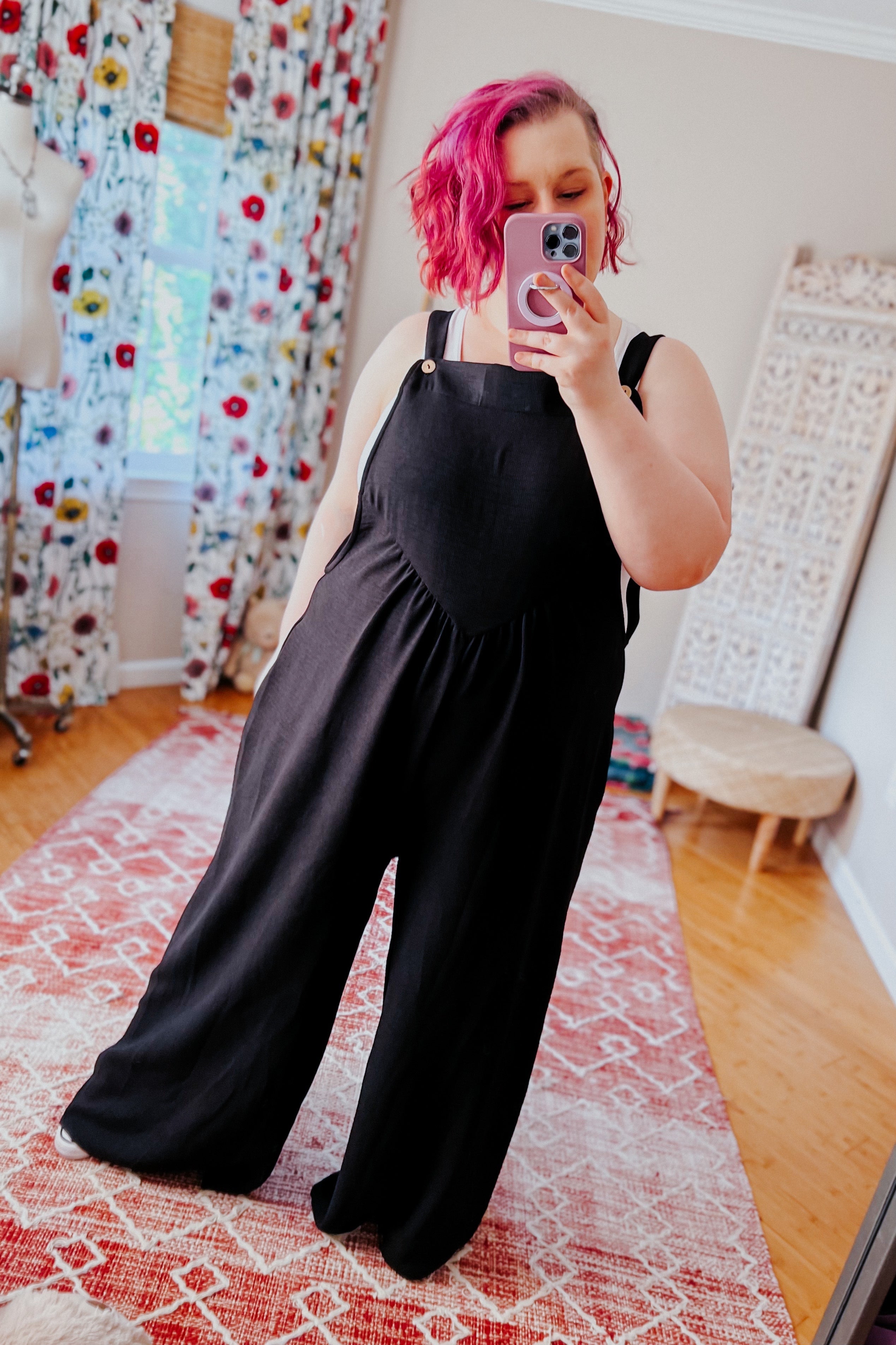 Float Away Wide Leg Overalls • Black