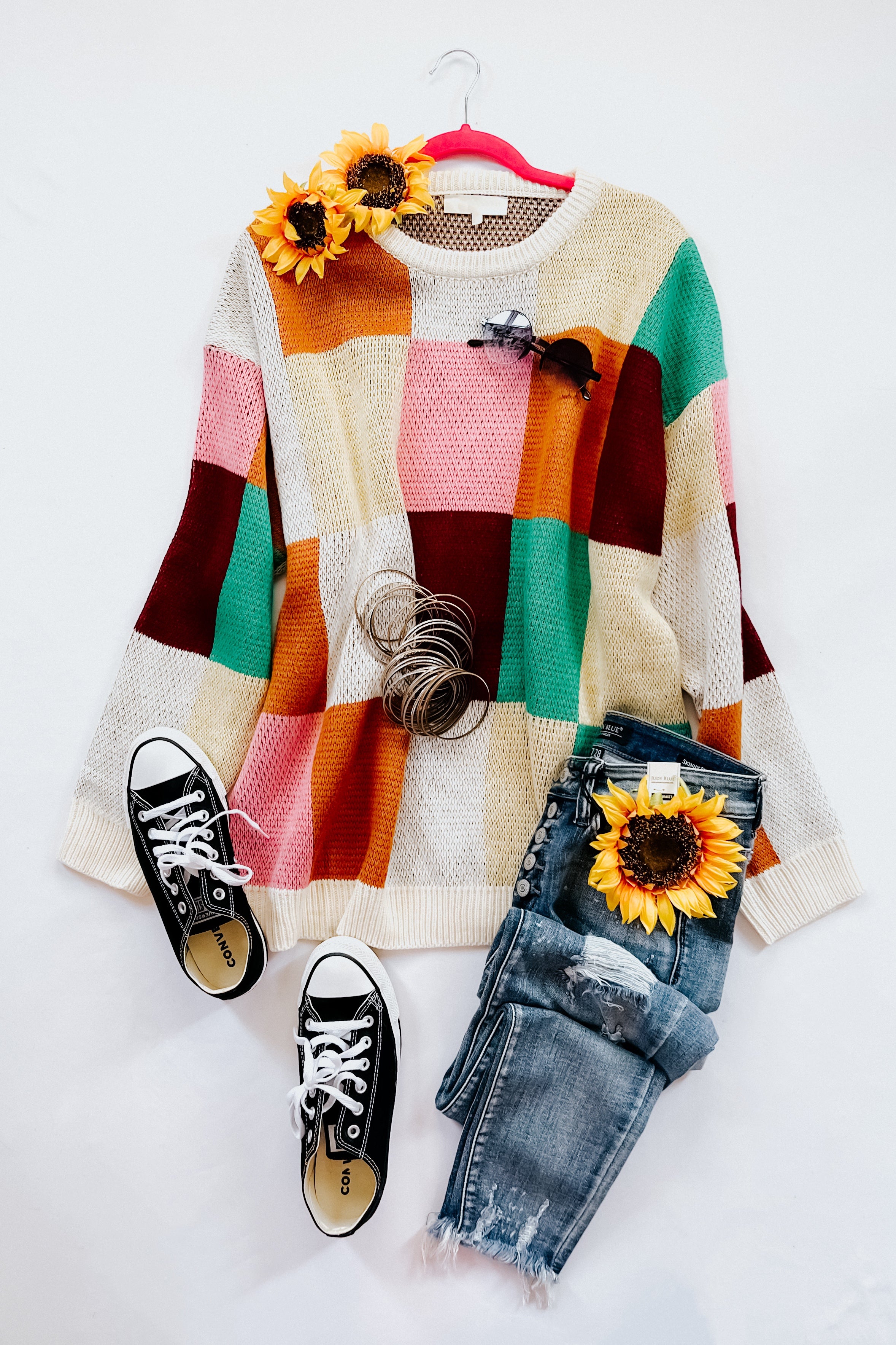 Adorable In Checker Jacquard Knit Sweater