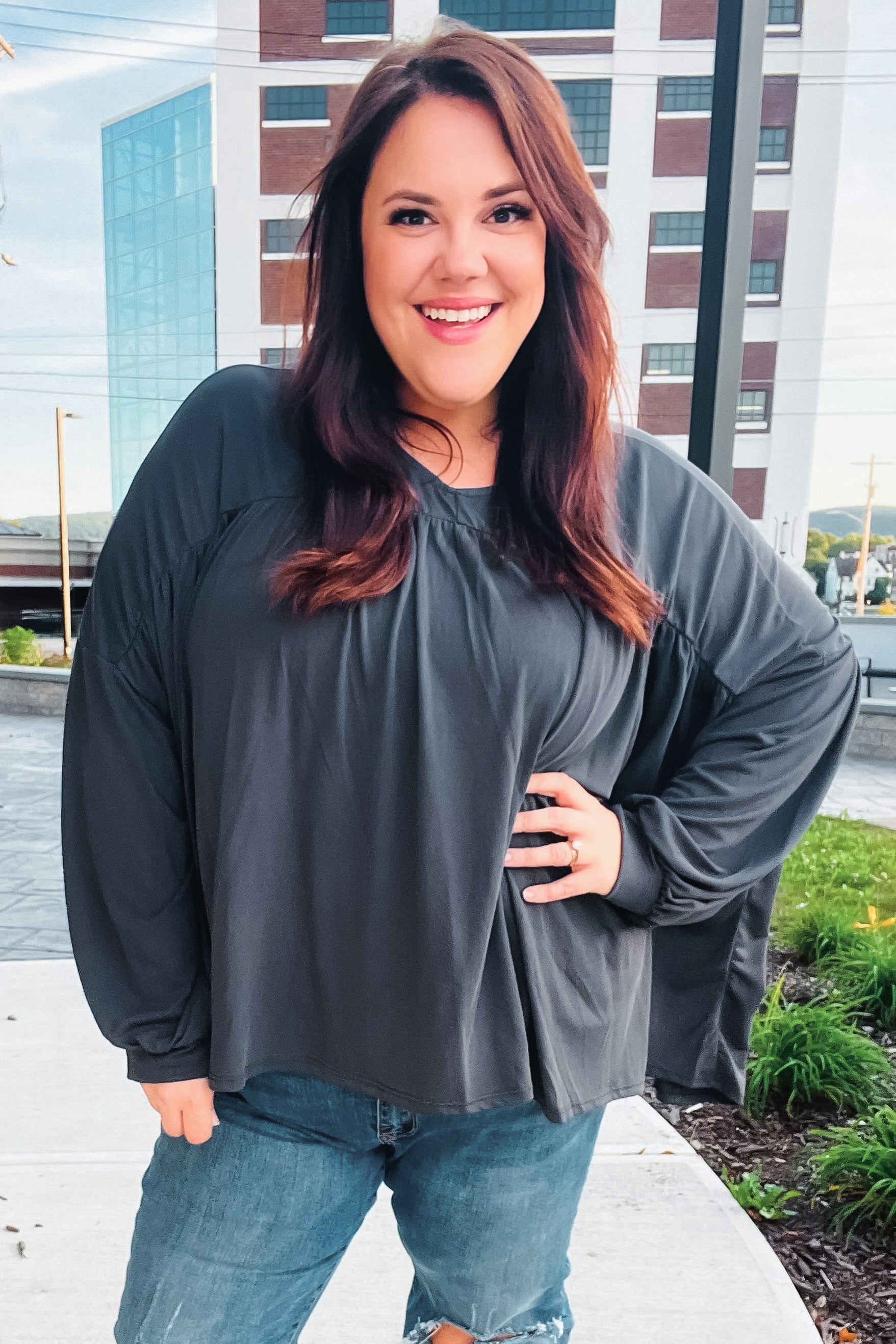 In This Groove Modal Knit Top • Charcoal