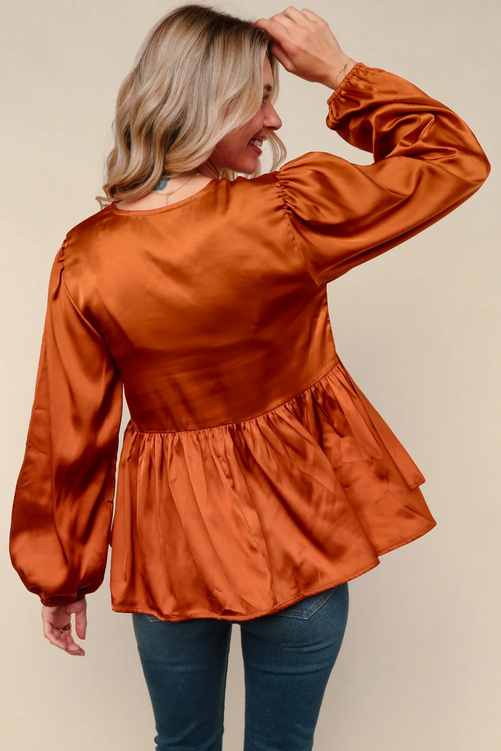 Tied Up in Style Ribbon Blouse • Rust