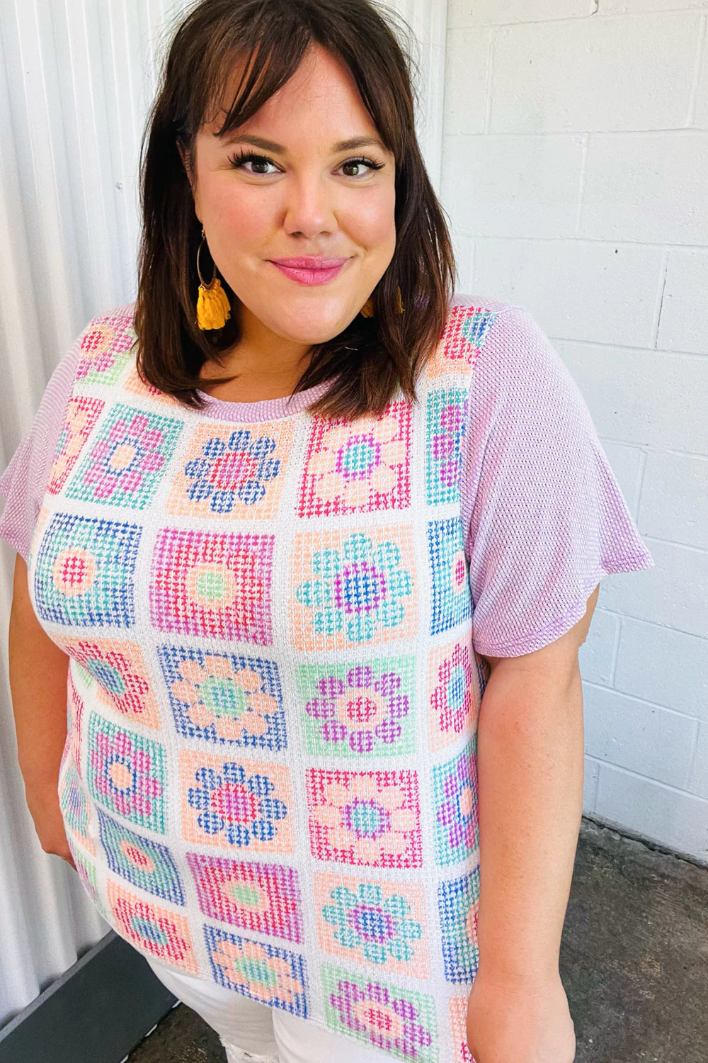Sophie Flower Power Color Block Top - Atomic Wildflower