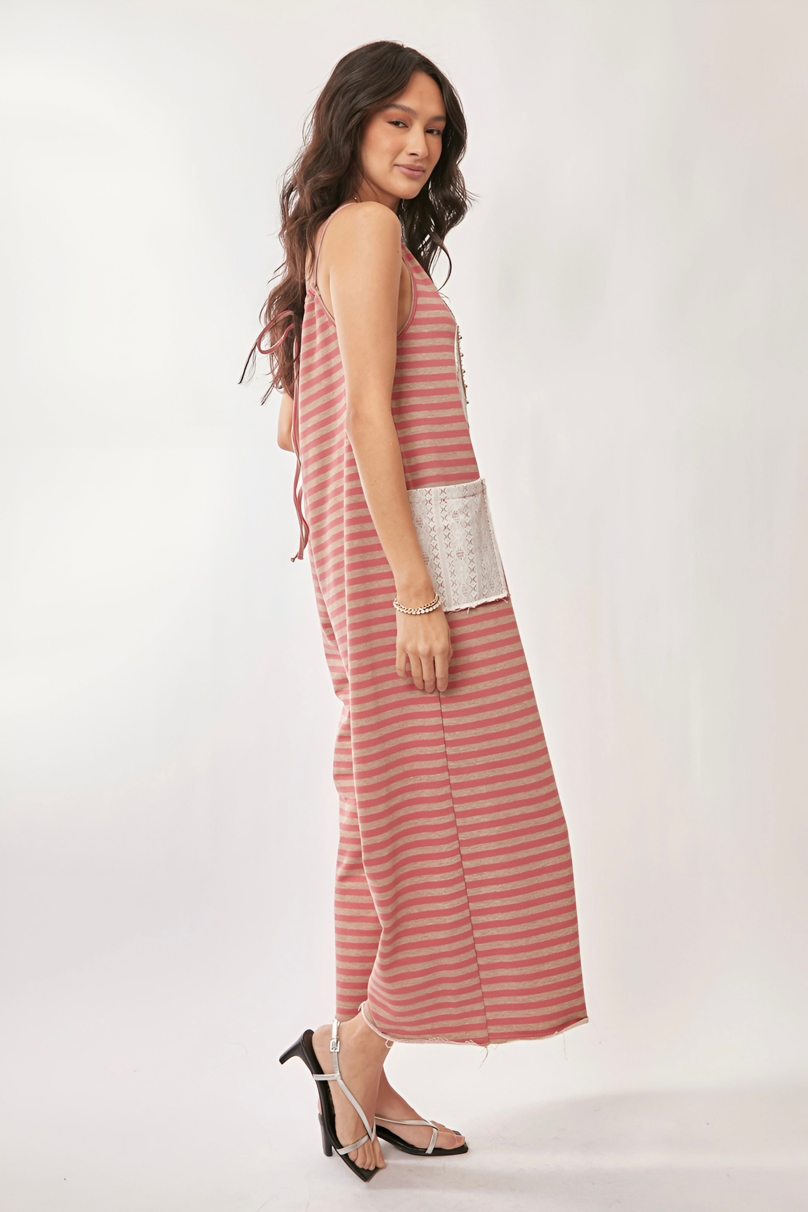 For My Lover Striped Lace Patch Jumpsuit