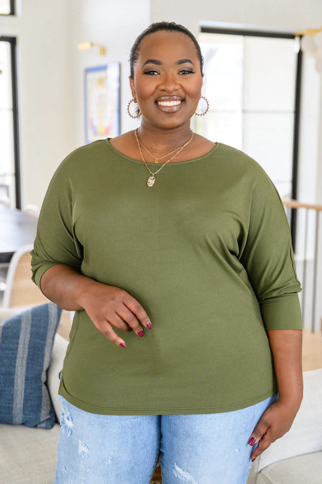 A Day Together Long Sleeve Top • Olive - Atomic Wildflower