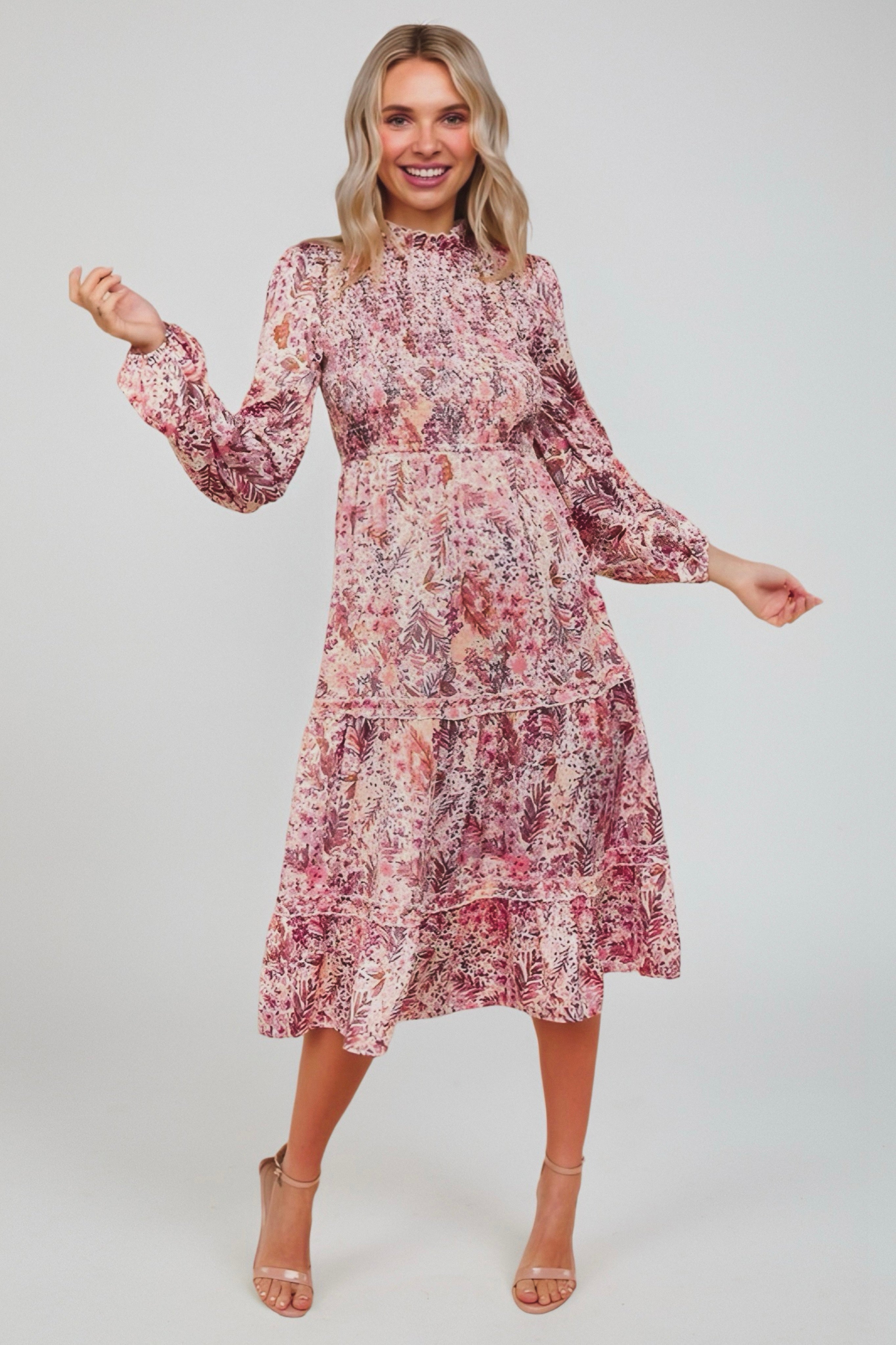 Bloom and Twirl Satin Floral Dress