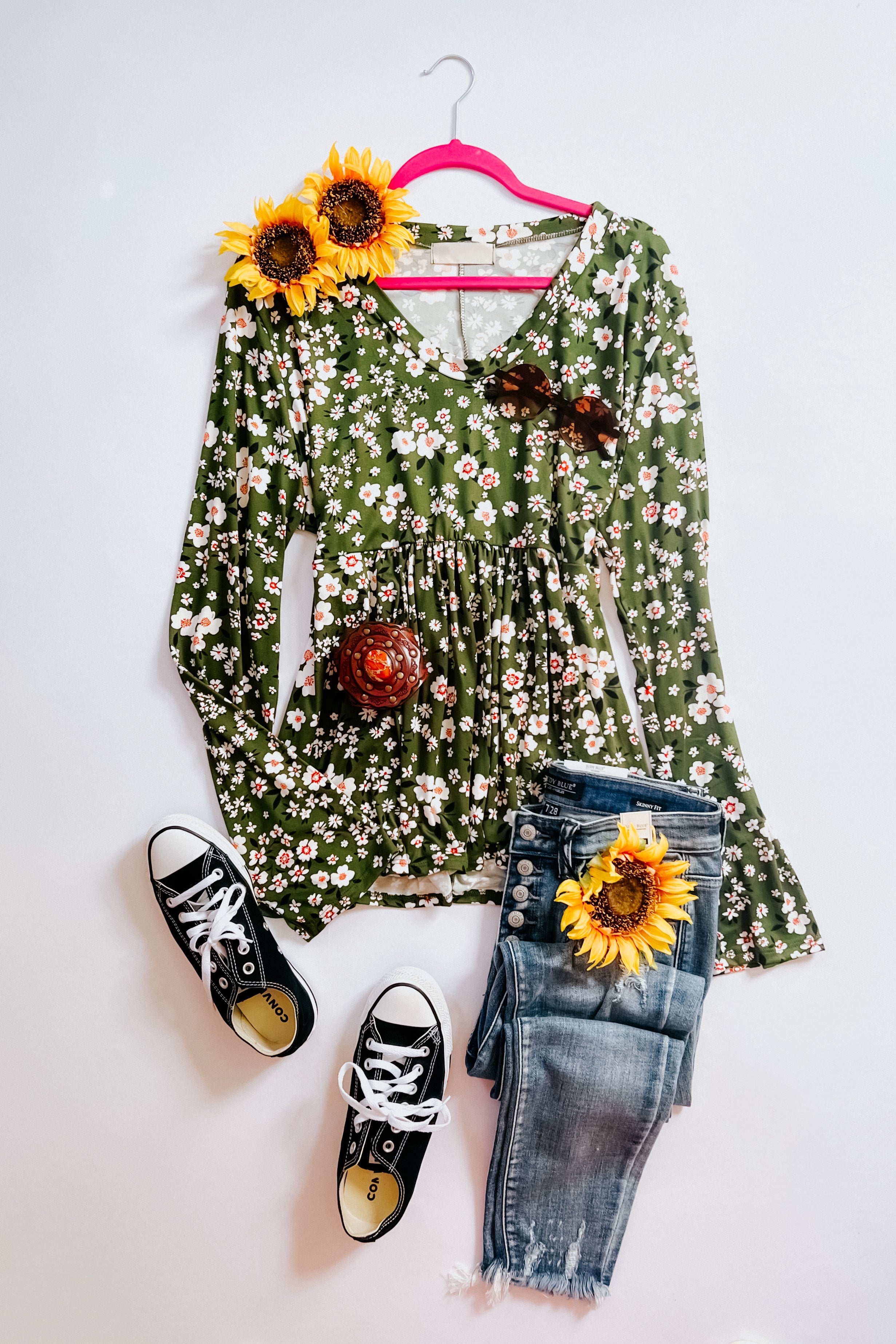 Picking Daisies Floral Print Babydoll Top