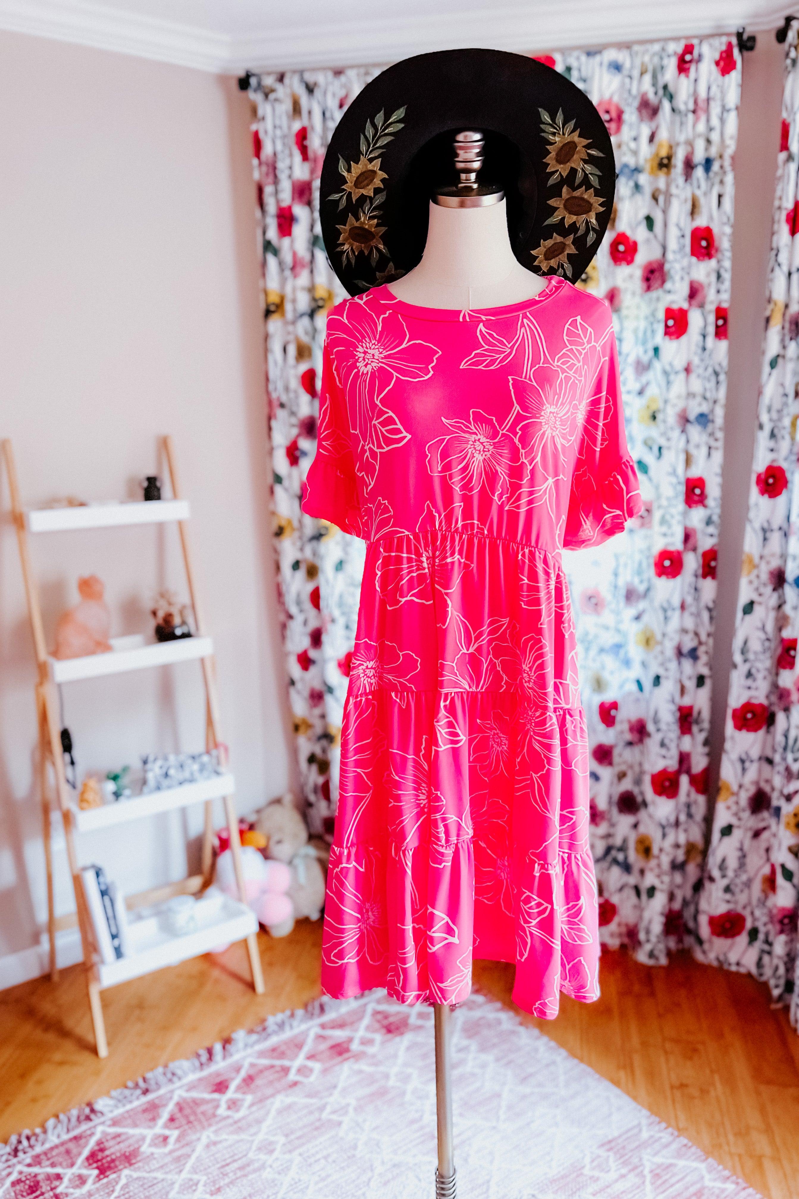 Get Obsessed Floral Babydoll Dress • Fuchsia - Atomic Wildflower