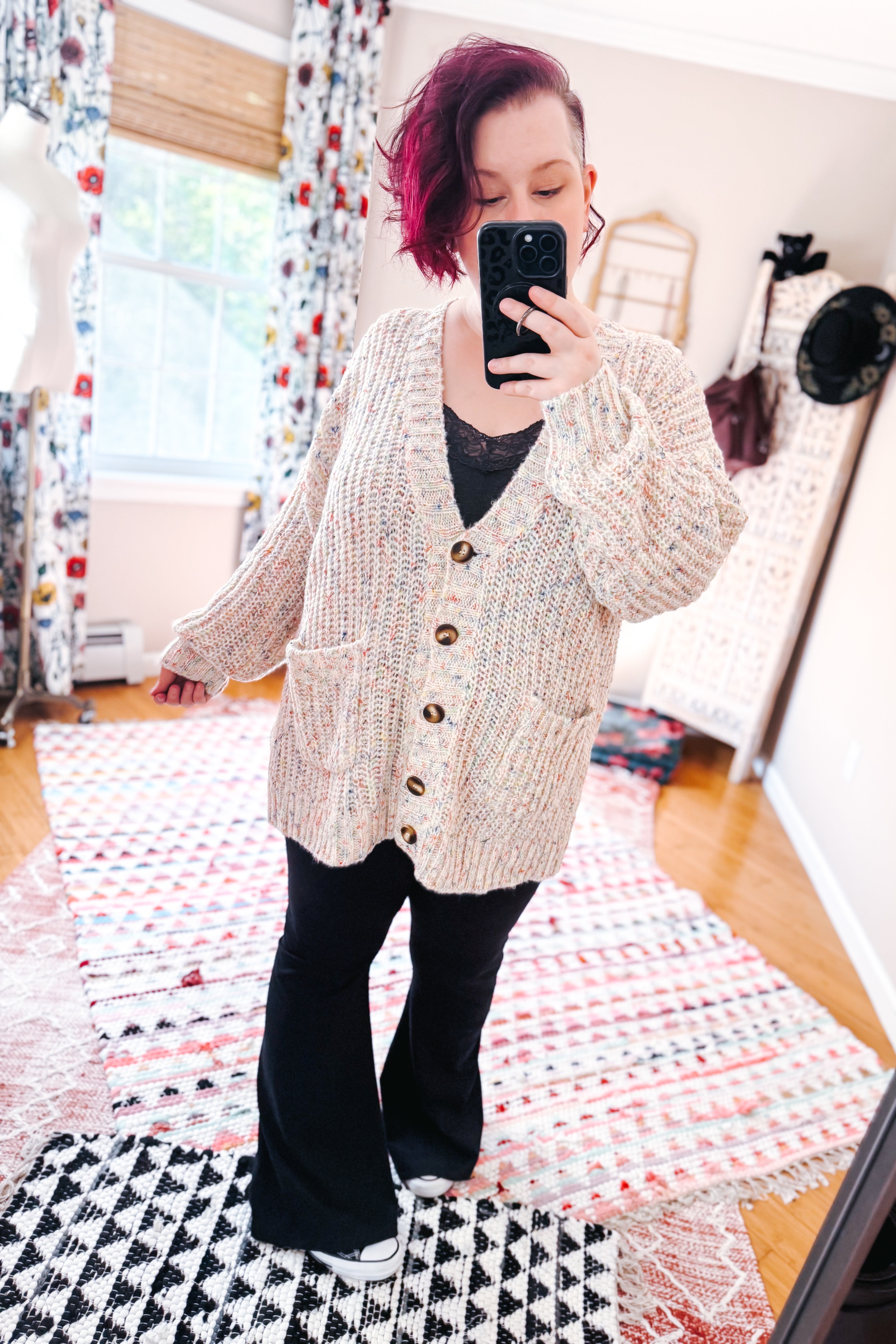 Cozy in Confetti Pocketed Button Cardigan