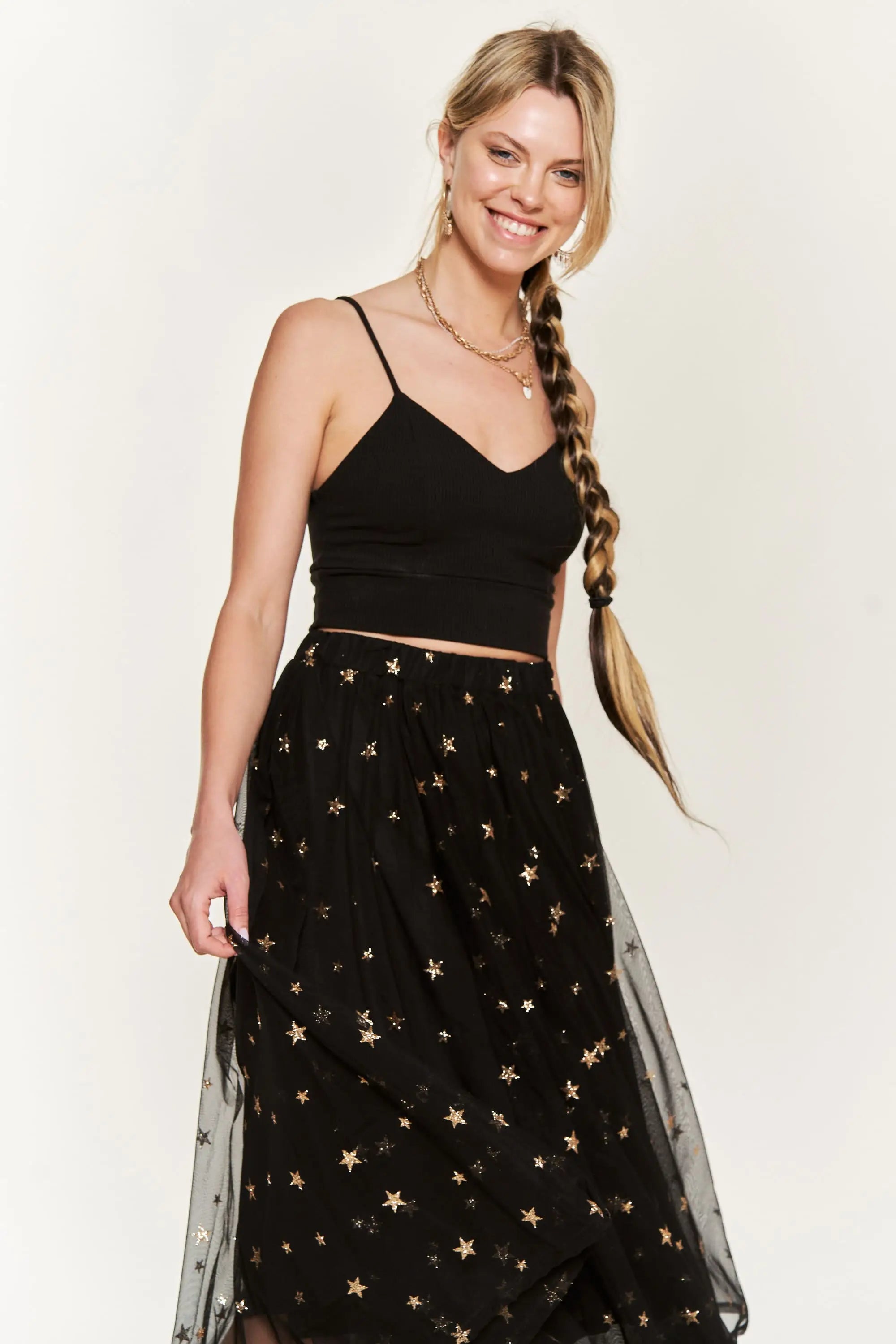 Star Crossed Chiffon Midi Skirt - Atomic Wildflower