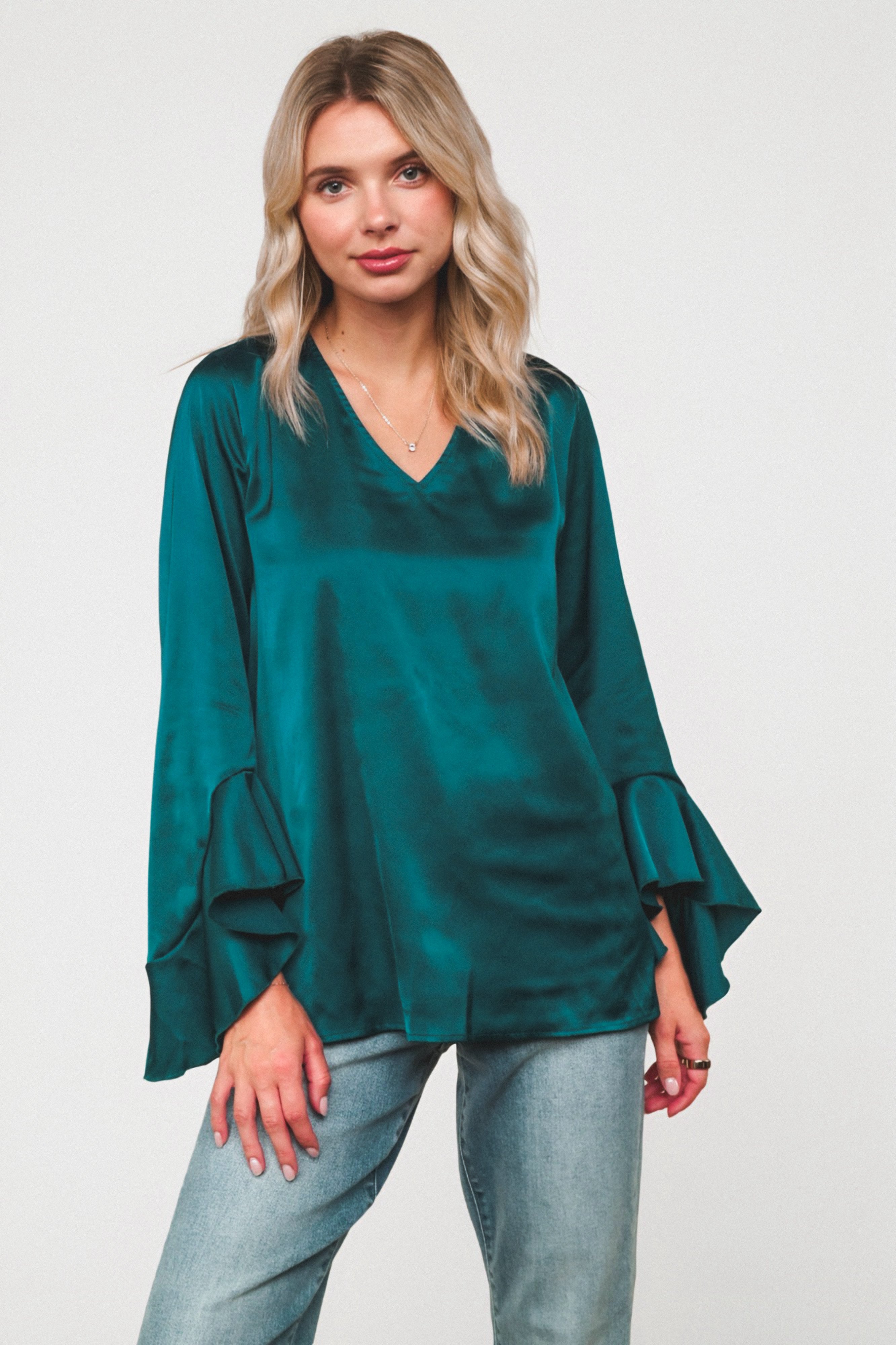 Teal Temptation Silk Blouse