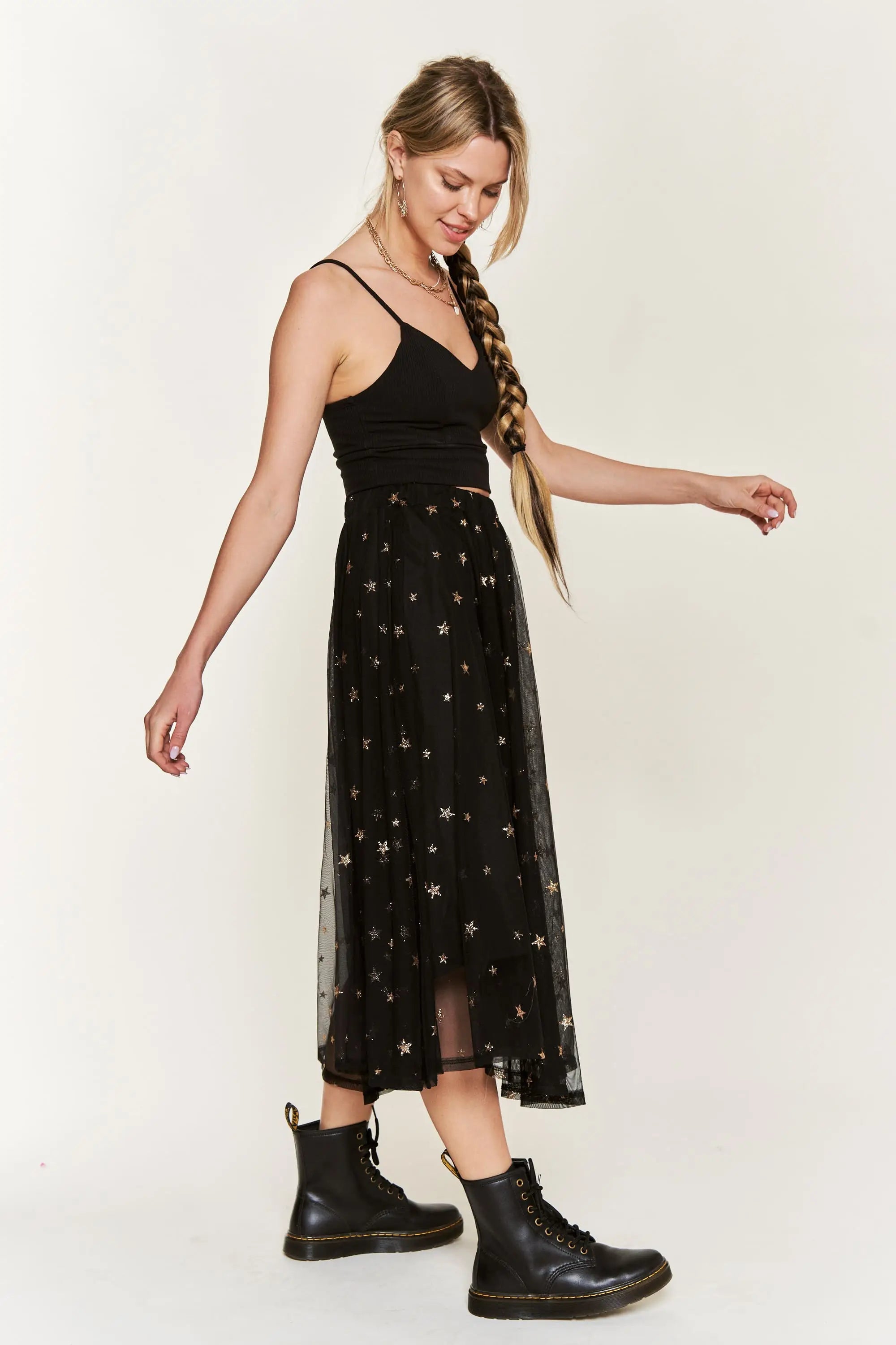 Star Crossed Chiffon Midi Skirt - Atomic Wildflower