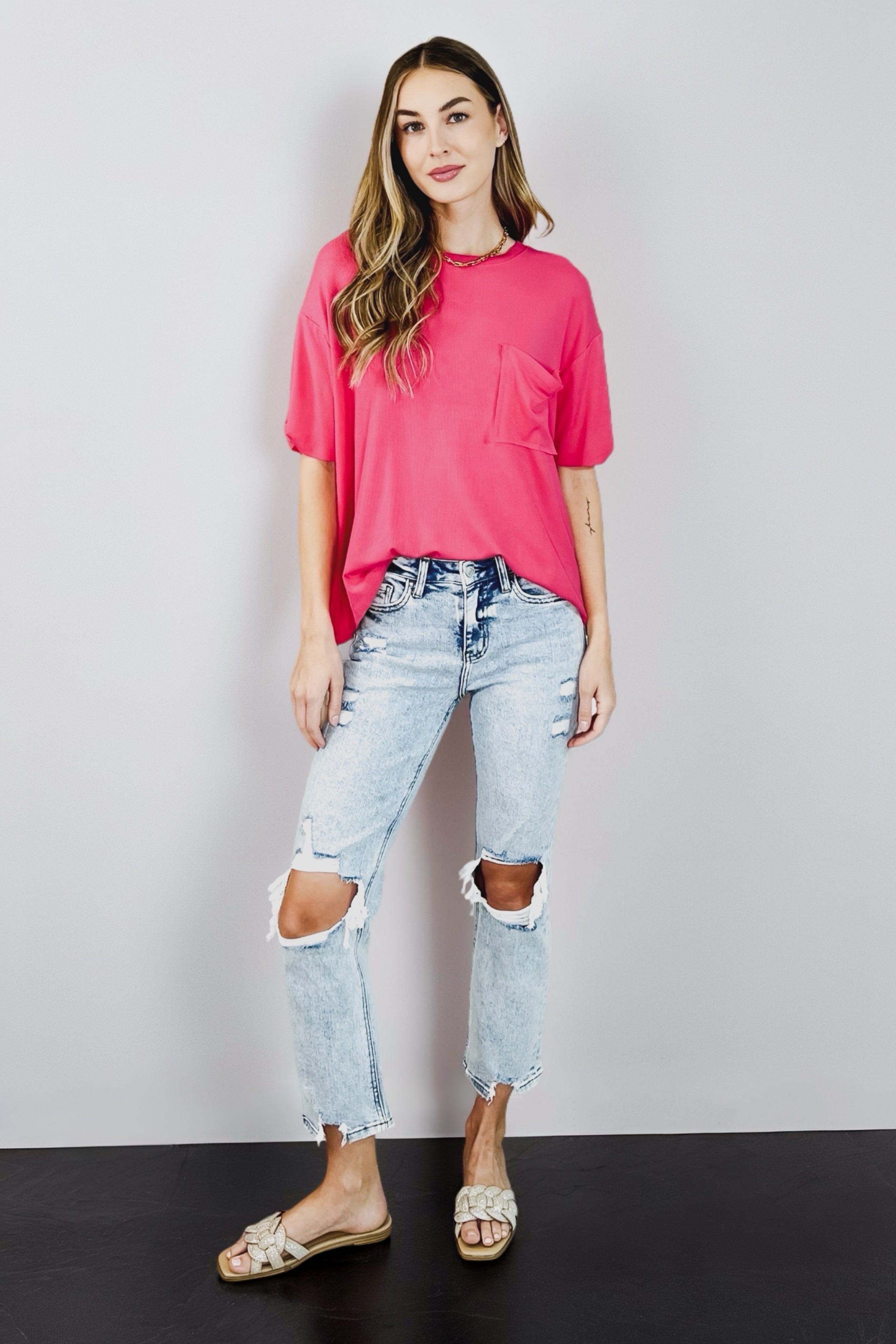 Bare Necessitee Relaxed Tee • Hot Pink
