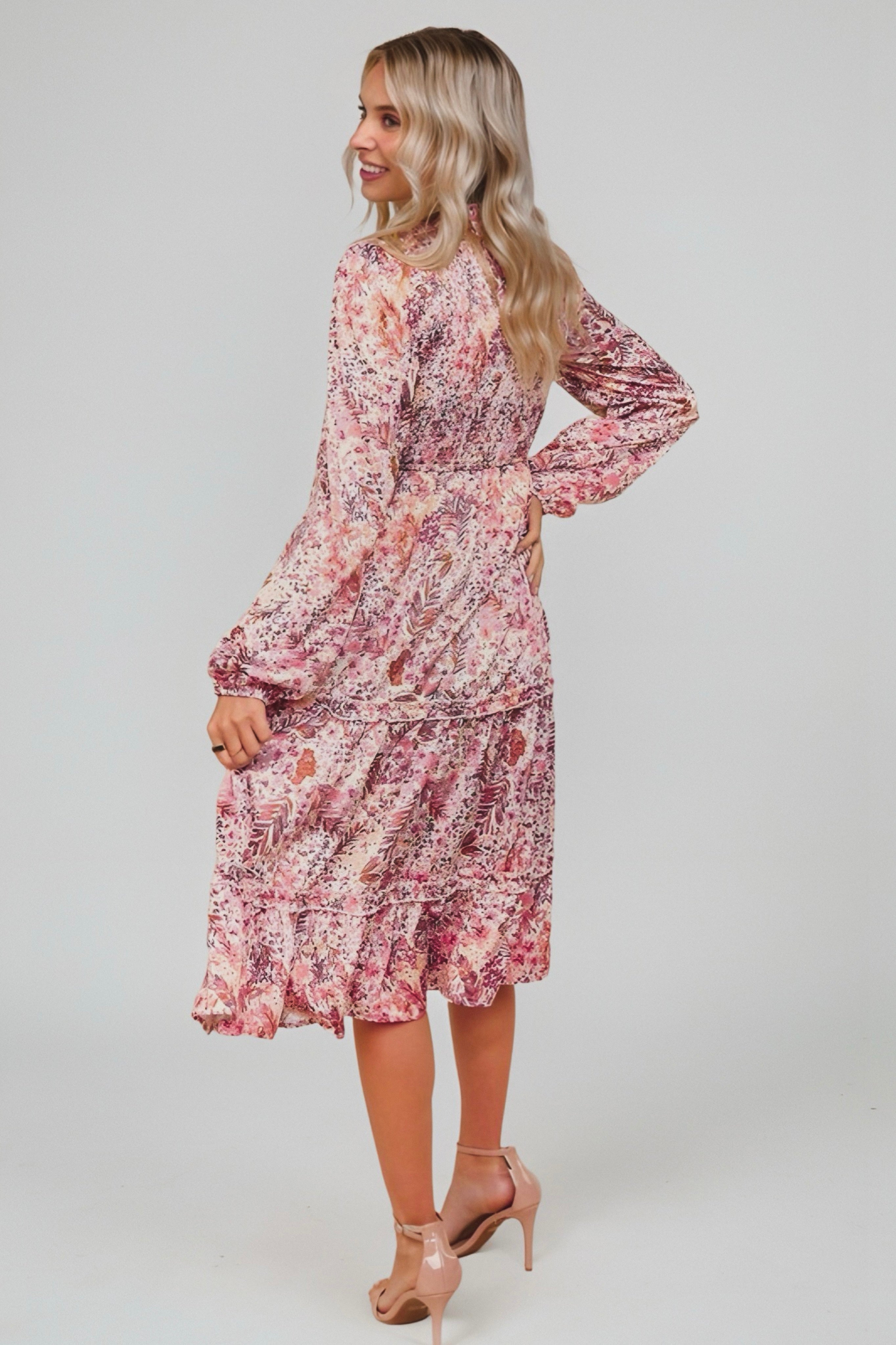 Bloom and Twirl Satin Floral Dress