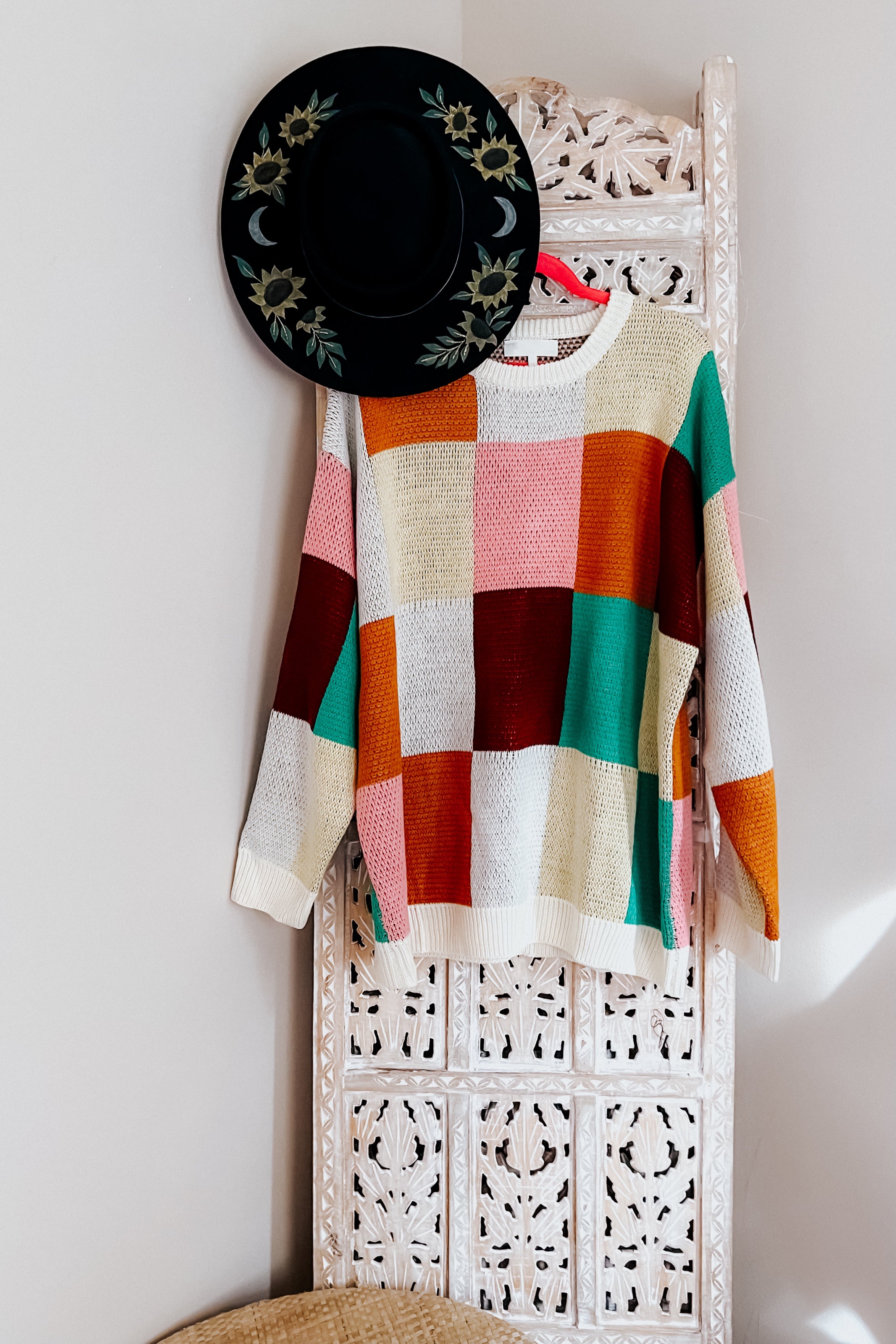 Adorable In Checker Jacquard Knit Sweater