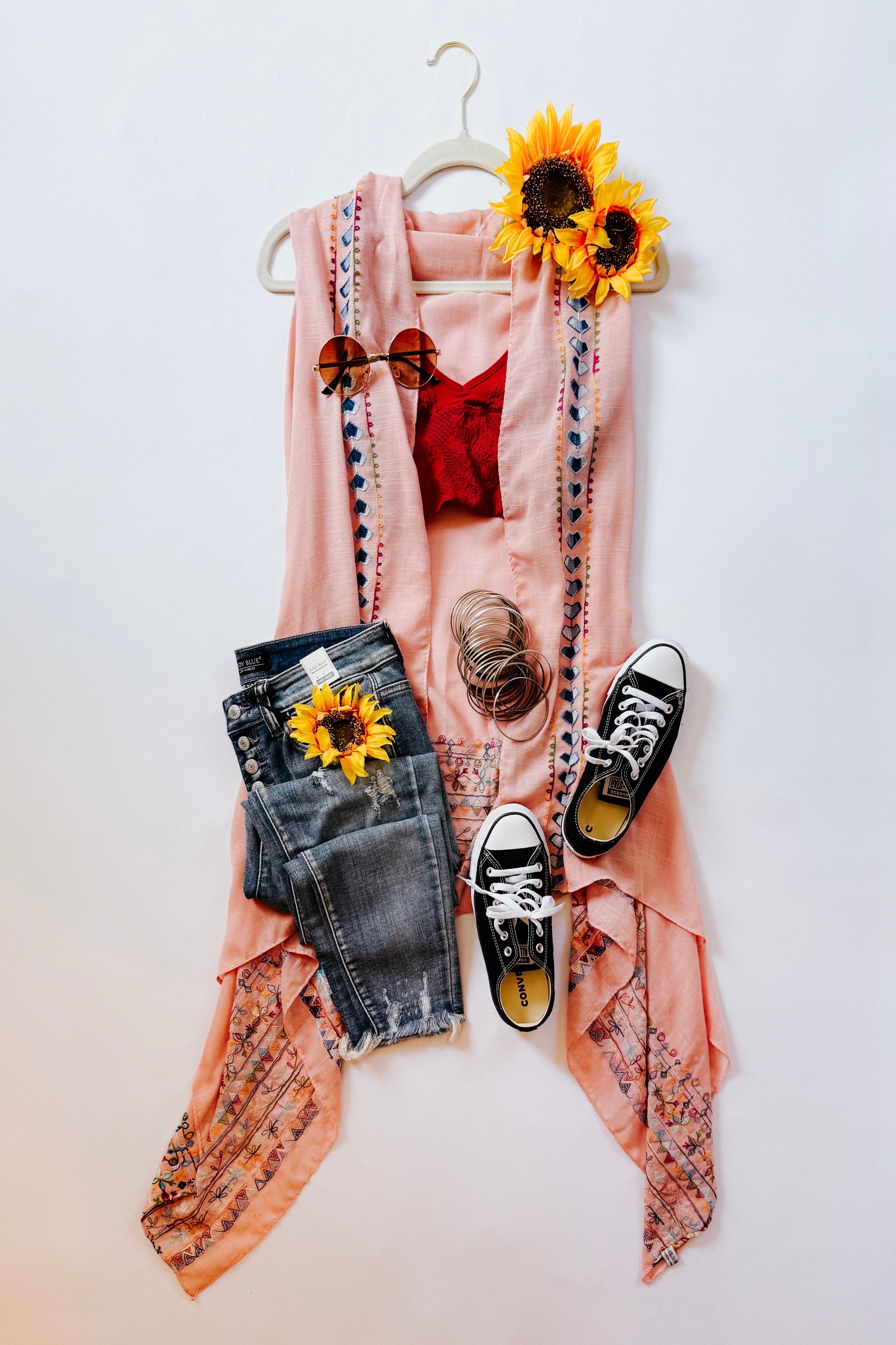 Aria Embroidered Sleeveless Duster • Blush