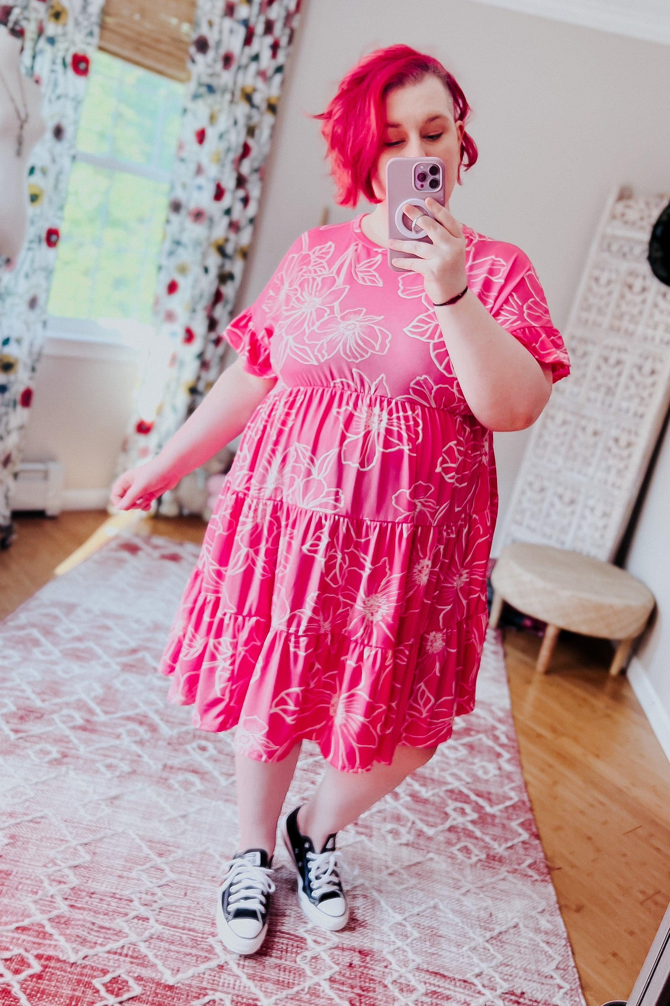 Get Obsessed Floral Babydoll Dress • Fuchsia - Atomic Wildflower