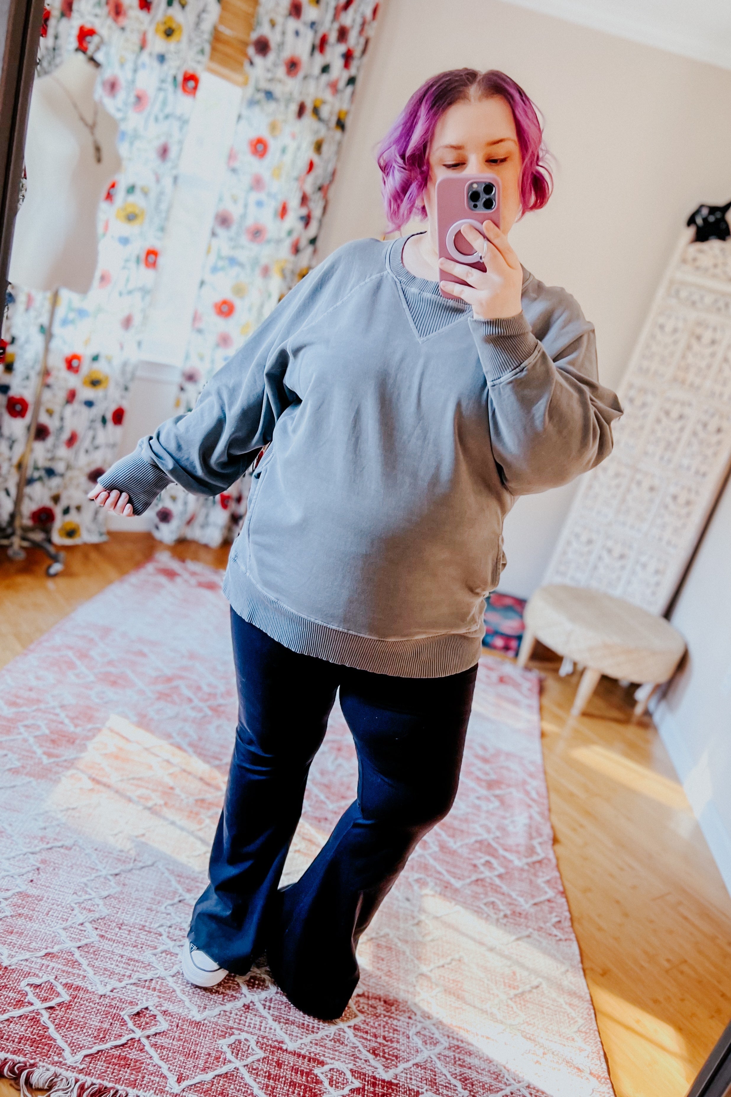Let's Get Cozy Washed French Terry Pullover