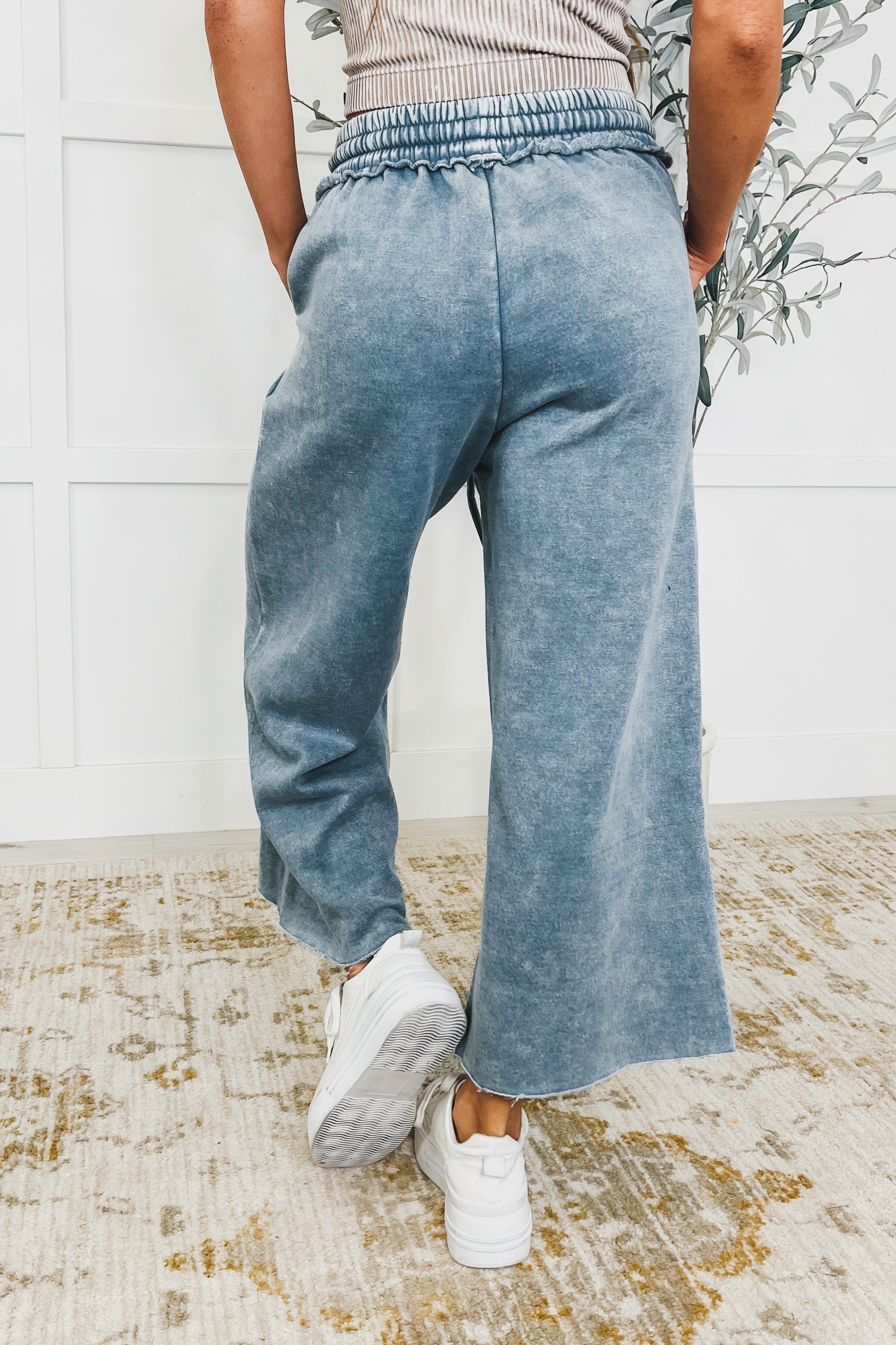 In or Out Wide Leg Cropped Pants • Dusty Blue