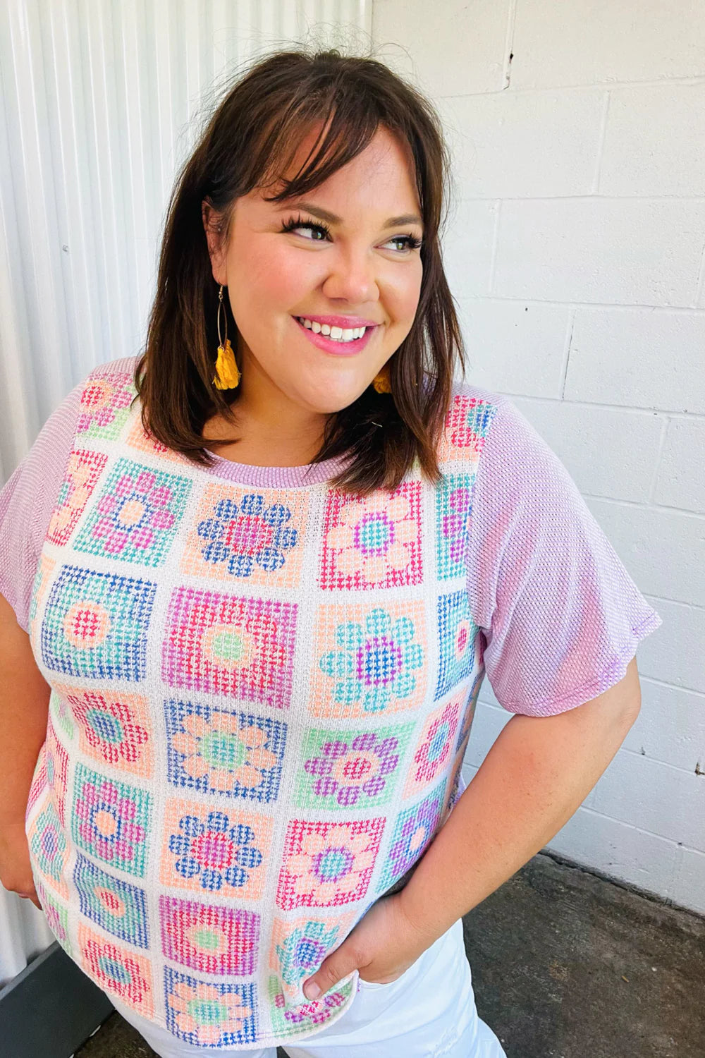Sophie Flower Power Color Block Top - Atomic Wildflower