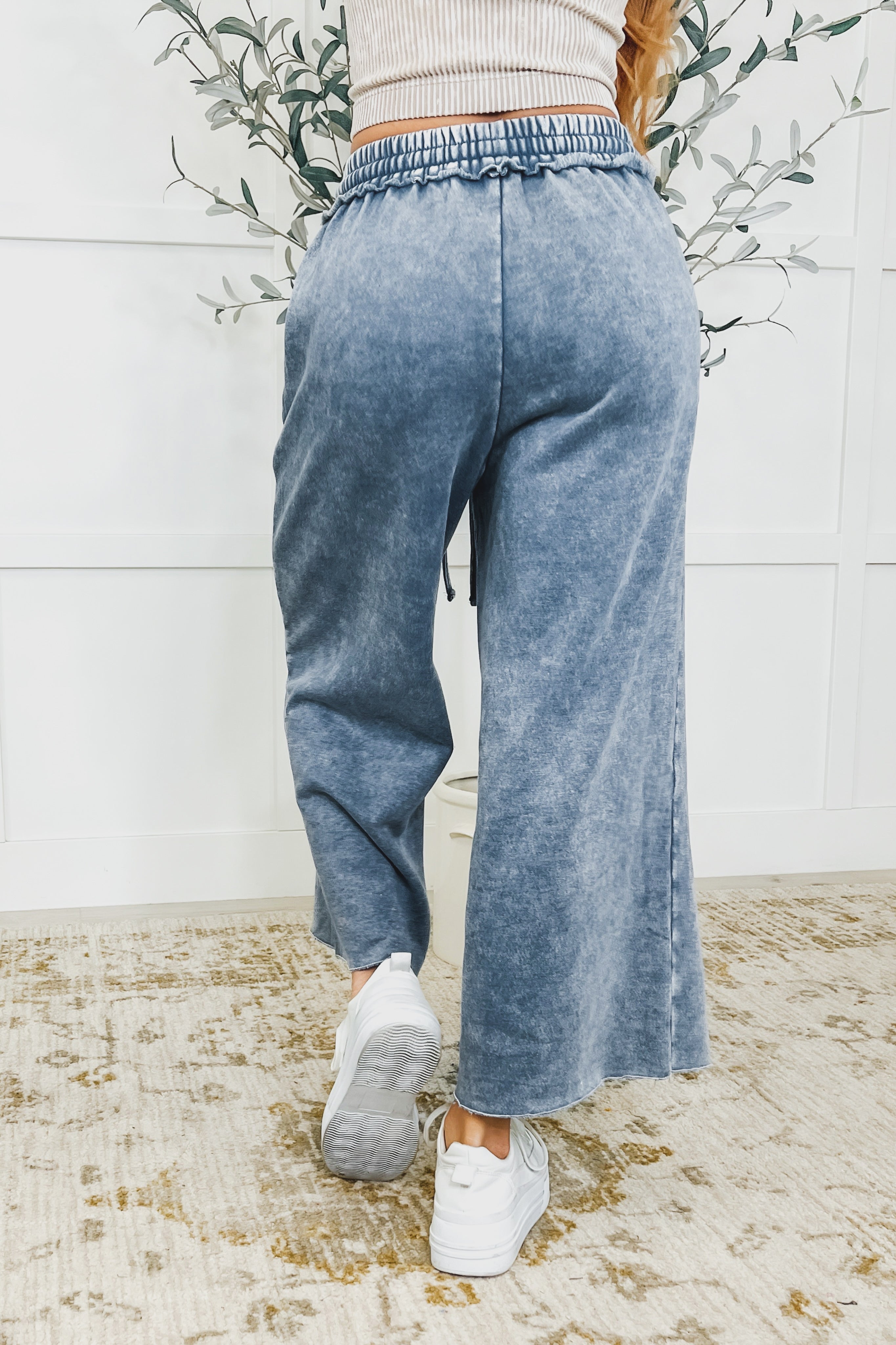 In or Out Wide Leg Cropped • Pants Blue Grey