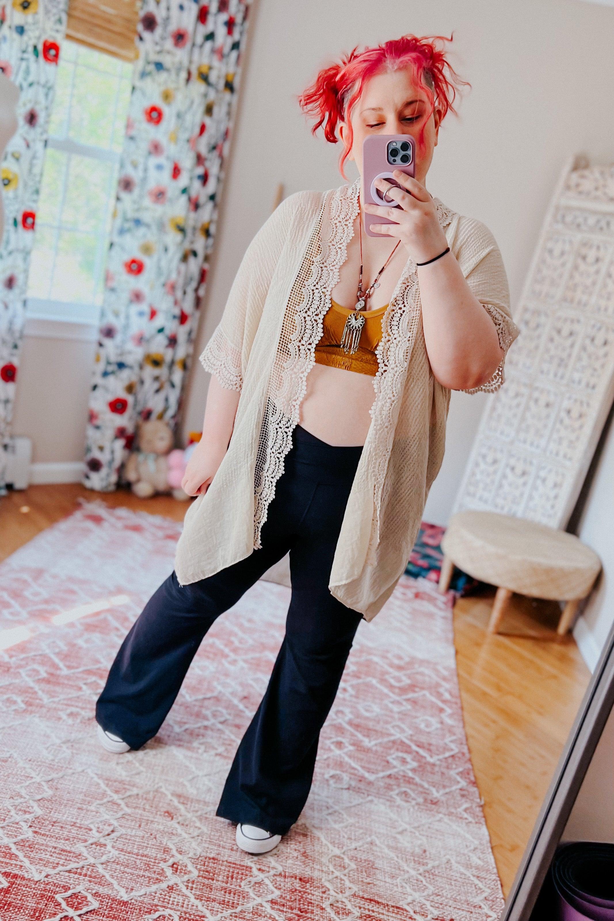 Step Out Scallop Lace Trim Kimono • Ivory - Atomic Wildflower