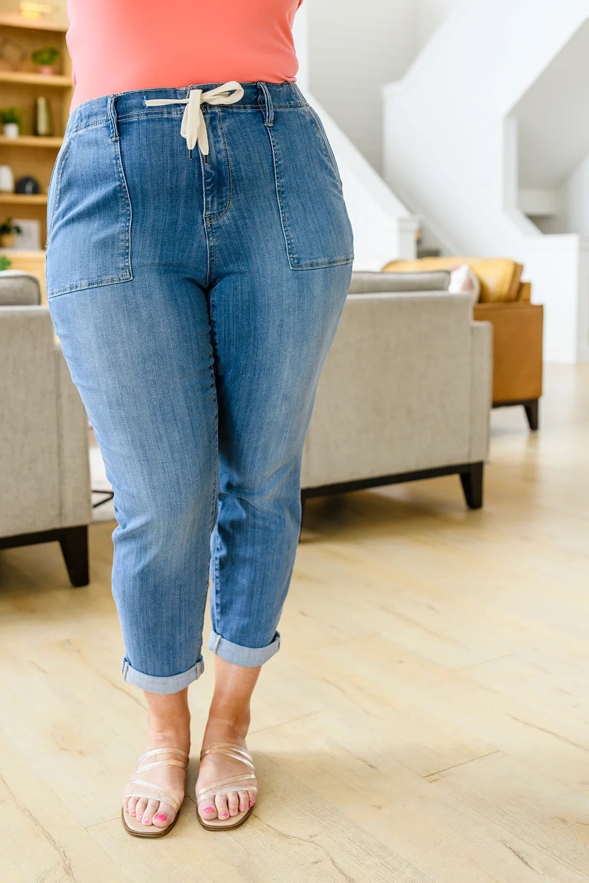 Payton Pull On Denim Joggers - Atomic Wildflower