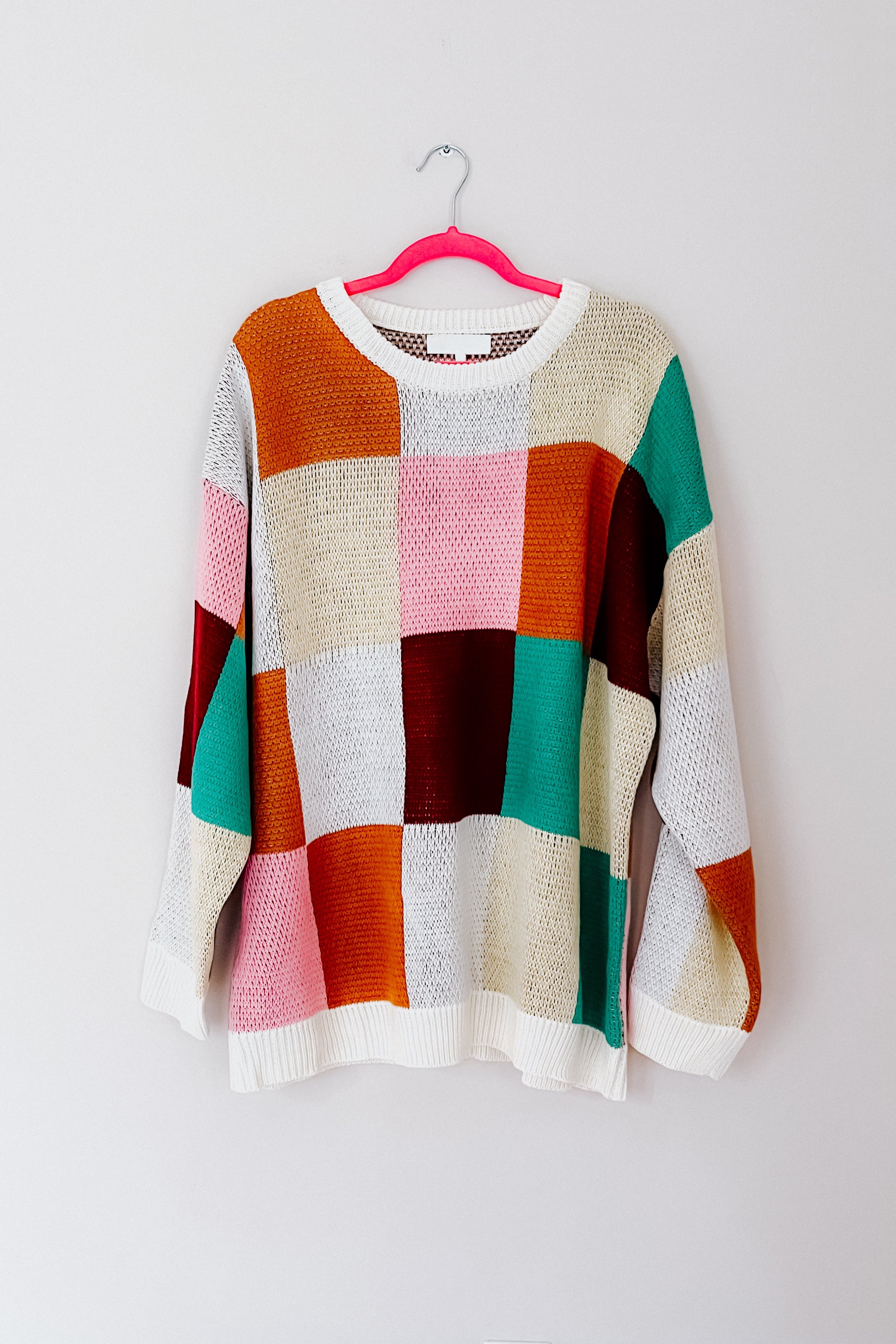 Adorable In Checker Jacquard Knit Sweater